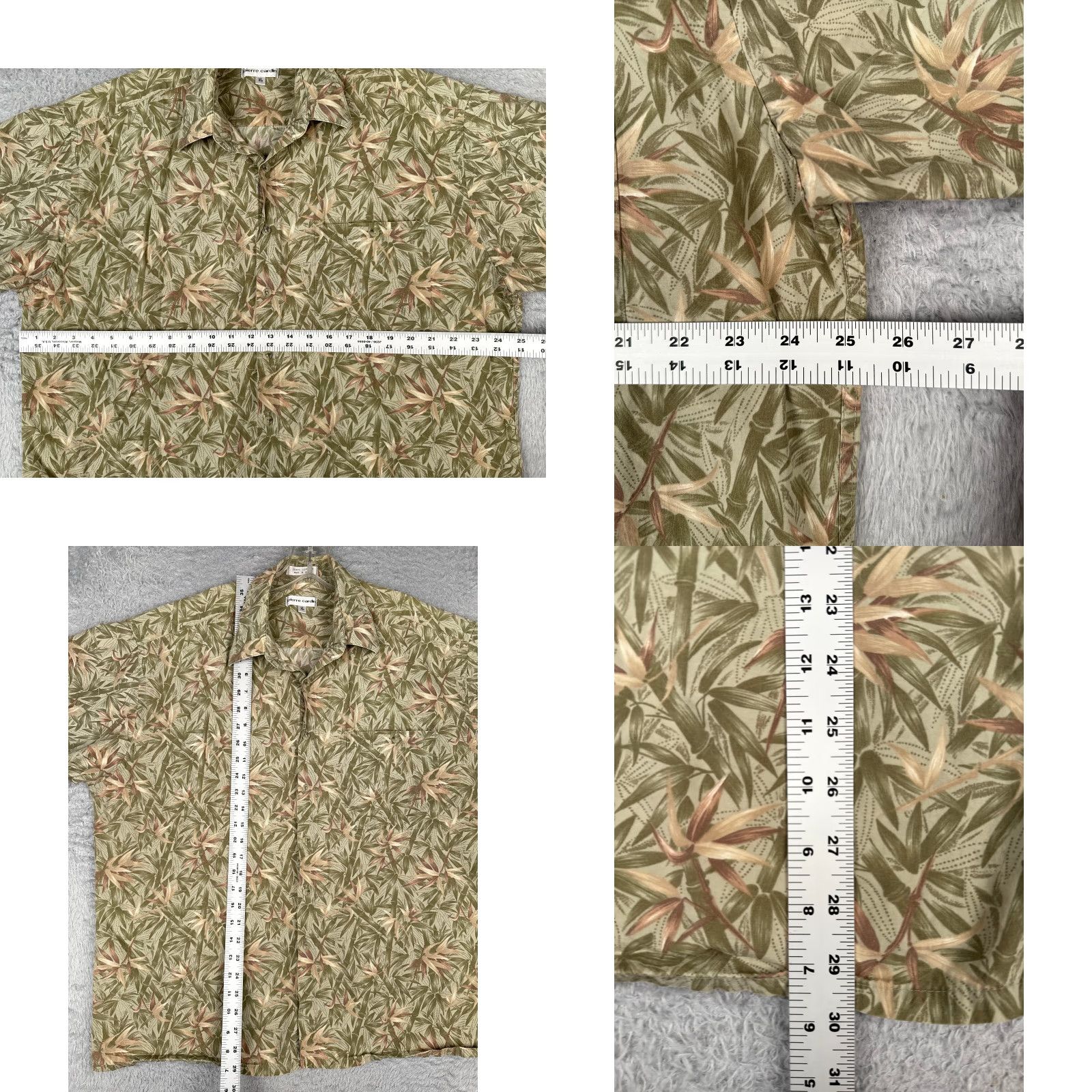 Pierre Cardin Pierre Cardin Shirt Men XL Green Floral Leaf 100% Cotton Hawaiian Resort Vacation Aloha Short Sleeve Button-Up Size US XL / EU 56 / 4 - 8 Thumbnail