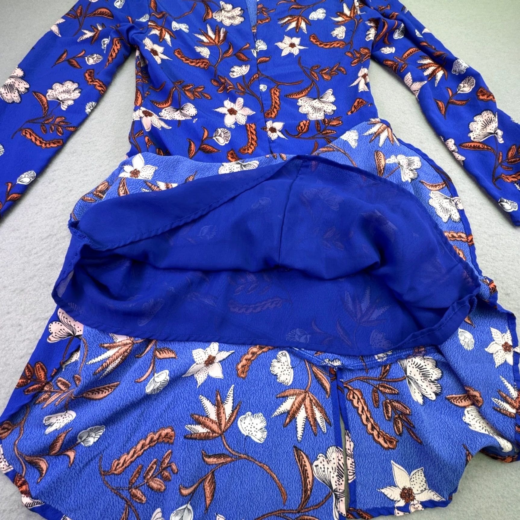 ASTR The Label VINTAGE ASTR The Label Dress Womens Medium Blue Floral Print Long Sleeve Knee Length Size M / US 6-8 / IT 42-44 - 3 Thumbnail