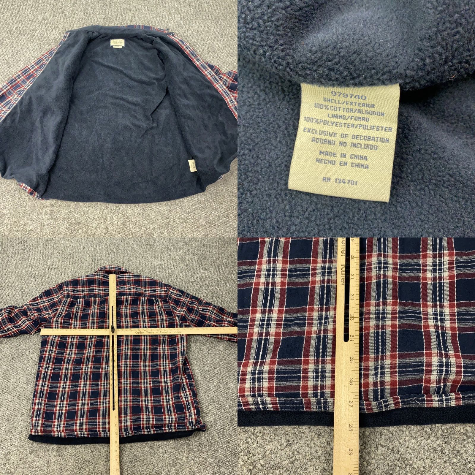 Vintage Boston Traders Shirt Mens Large Blue Plaid Fleece Lined Flannel Button-Up Pockets Workwear Classic Size US L / EU 52-54 / 3 - 8 Thumbnail