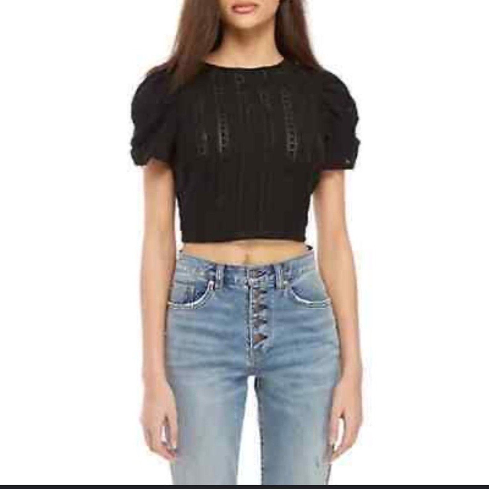 Free People Free People Star Struck Tee – Black – Size M – EUC Size M / US 6-8 / IT 42-44 - 1 Thumbnail