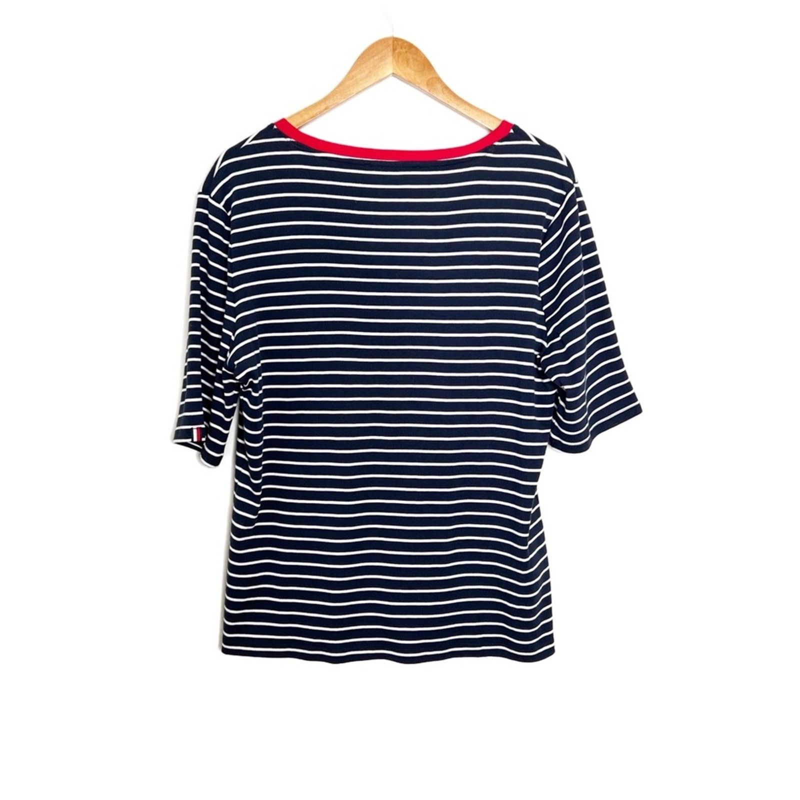 Tommy Hilfiger New with Tag Women's Tommy Hilfiger Navy Striped T-Shirt Size XL / US 12-14 / IT 48-50 - 7 Thumbnail