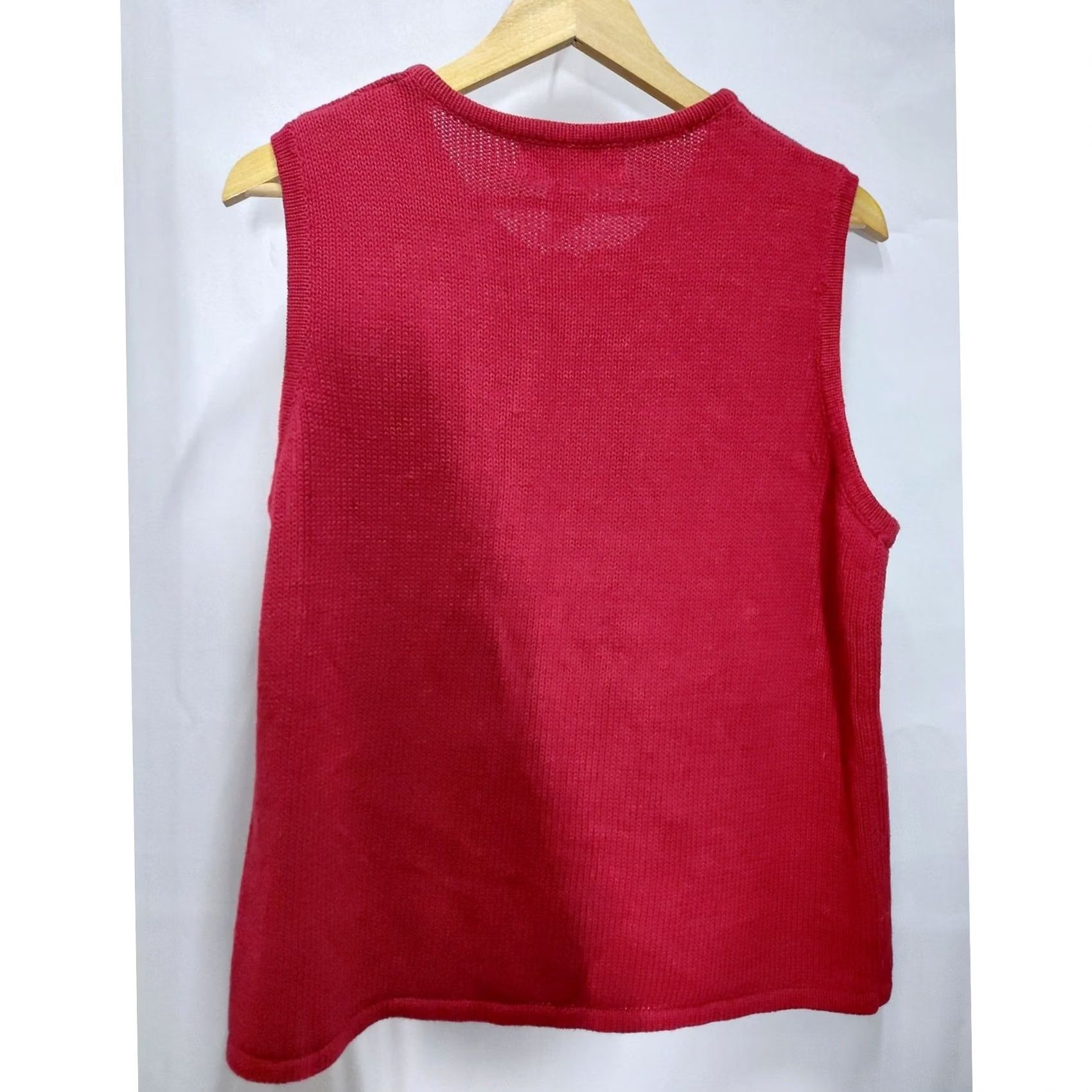 Vintage VINTAGE Tiara International Christmas Collection Red Vest Graphic Print Knit L Women's Crew Neck Sleeveless Layered Embroidered Zipper Christmas Theme Size L / US 10 / IT 46 - 2 Thumbnail