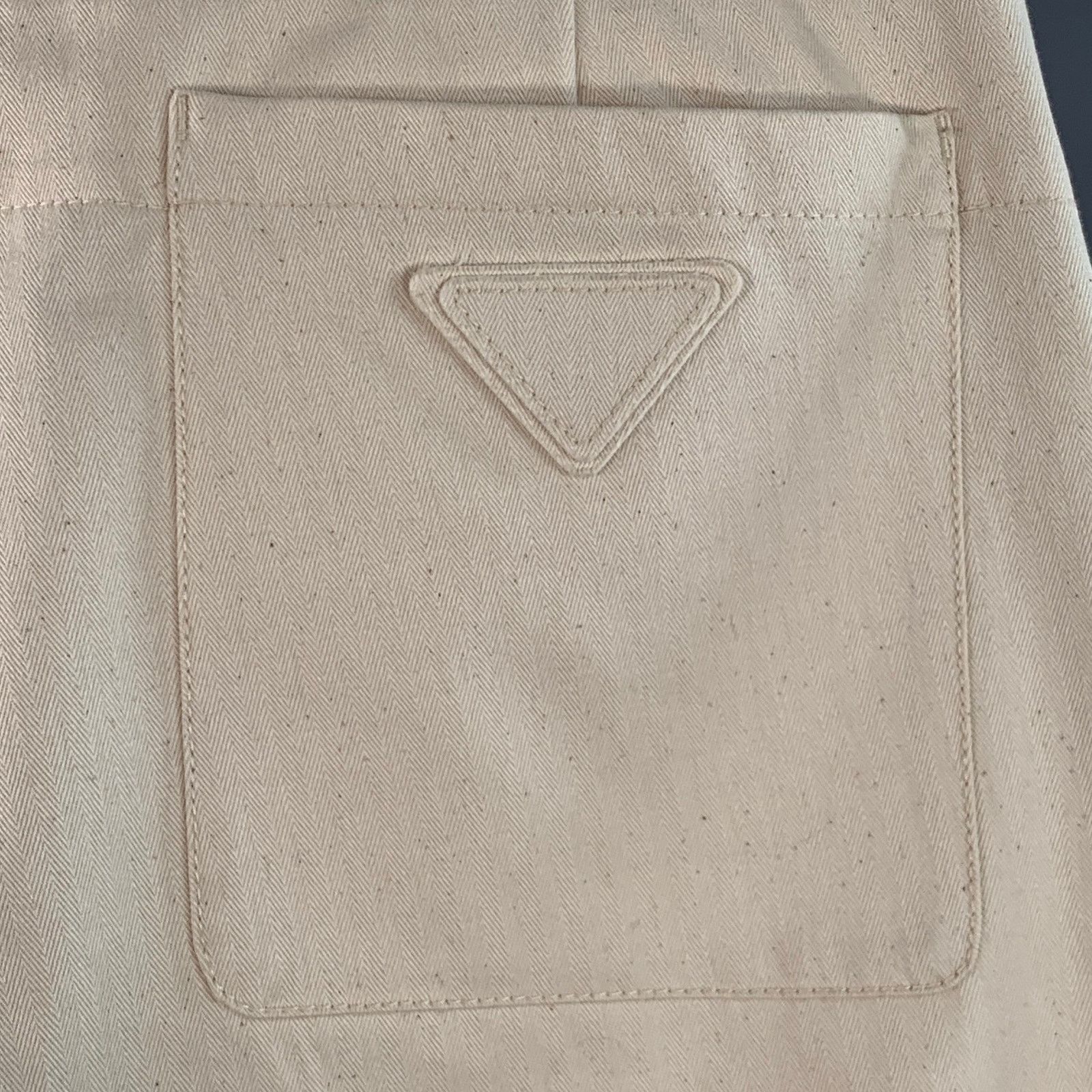 Prada Beige Cotton Herringbone Tapered Elastic Cuffs Zip Fly Pants Size US 36 / EU 52 - 4 Thumbnail
