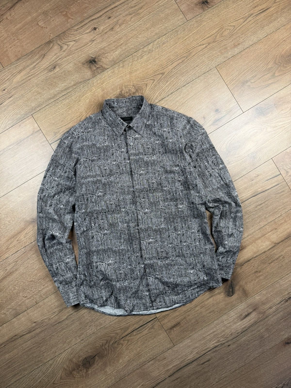 Z Zegna Z Zegna Men Herringbone Pattern Shirt Grey Size 39 Size US M / EU 48-50 / 2 - 1 Thumbnail