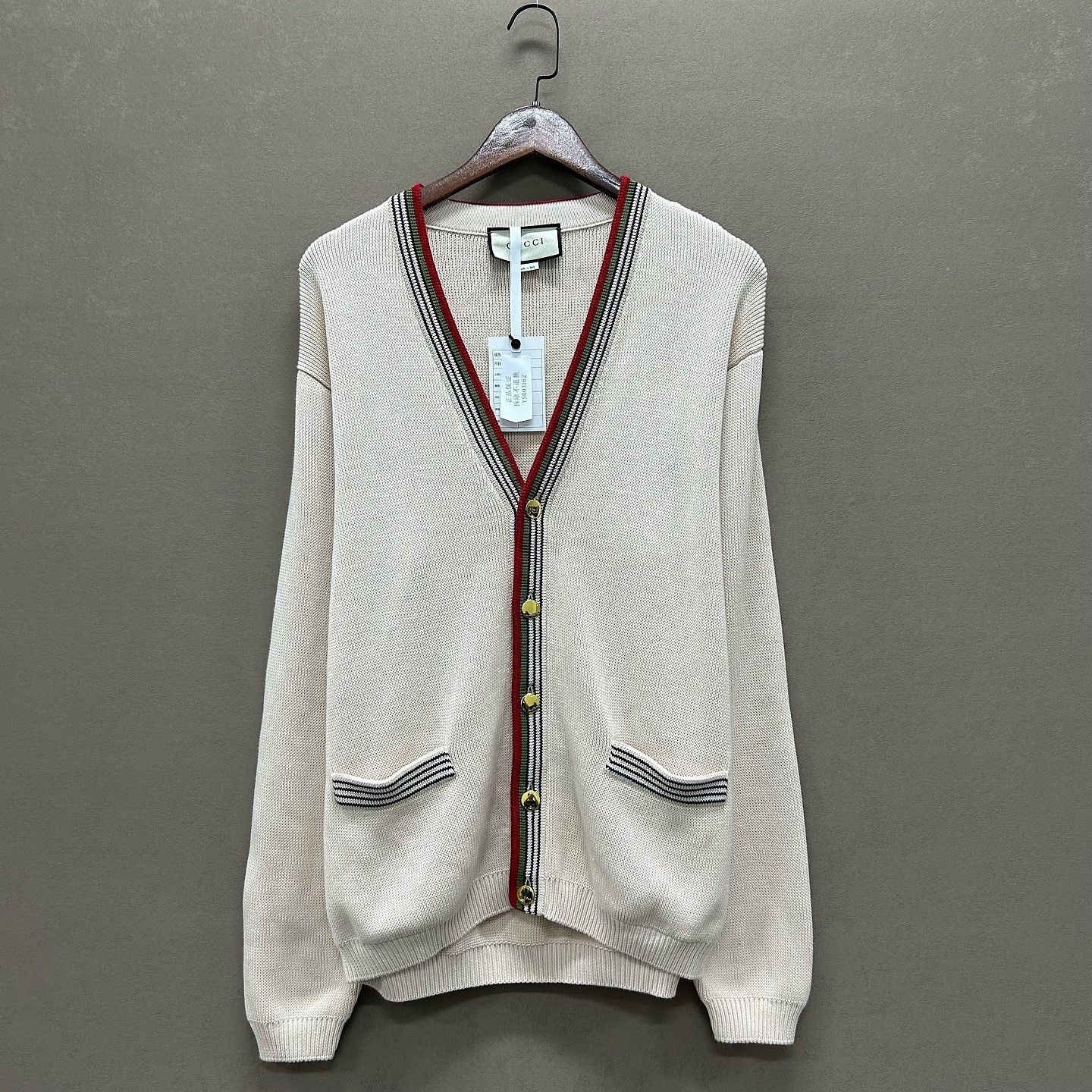 Gucci Gucci Web Trim Knit Cardigan Size M Size US M / EU 48-50 / 2 - 1 Thumbnail