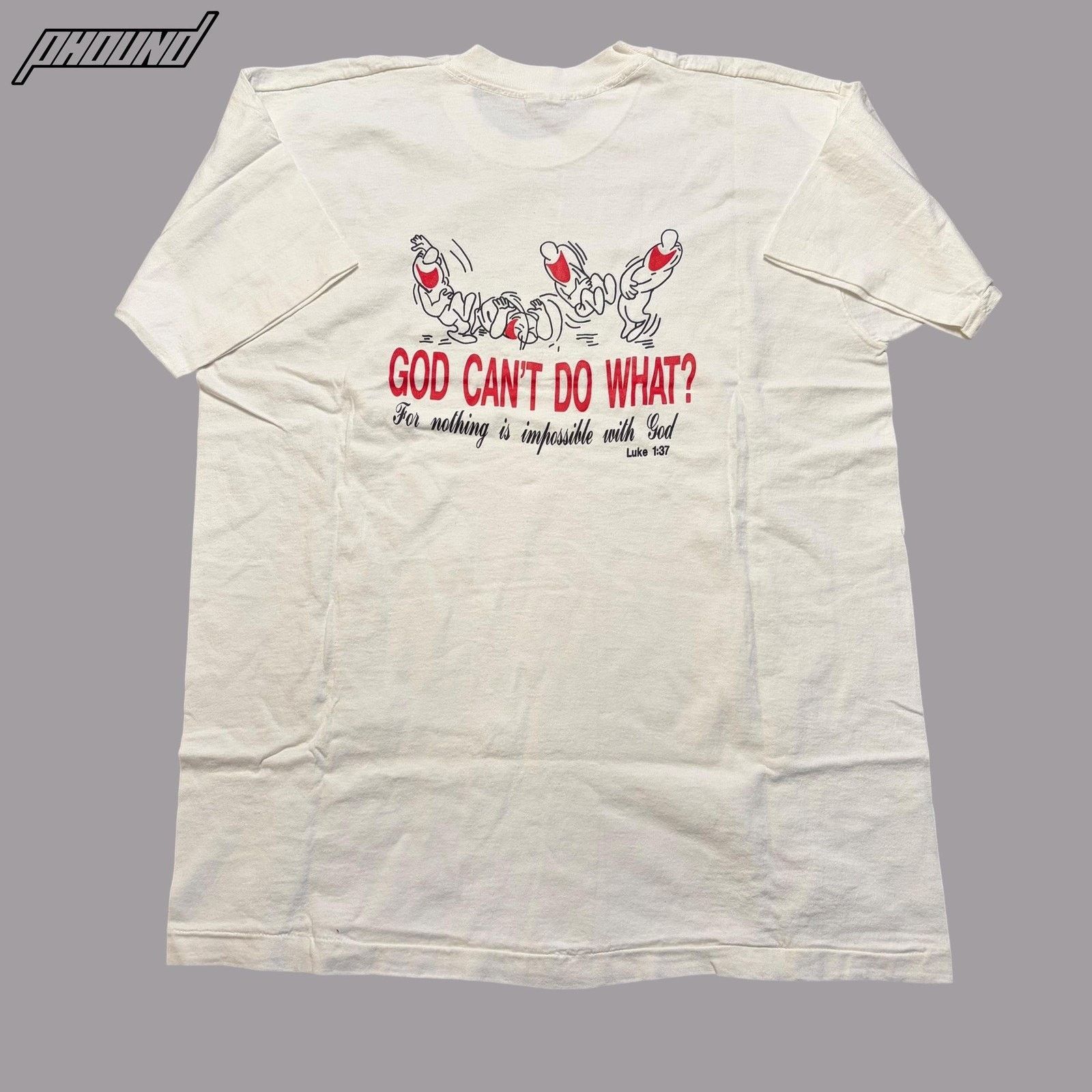 Fruit Of The Loom Vtg Fruit Of The Loom Shirt XL God Can't Do What Christian Size US XL / EU 56 / 4 - 1 Thumbnail