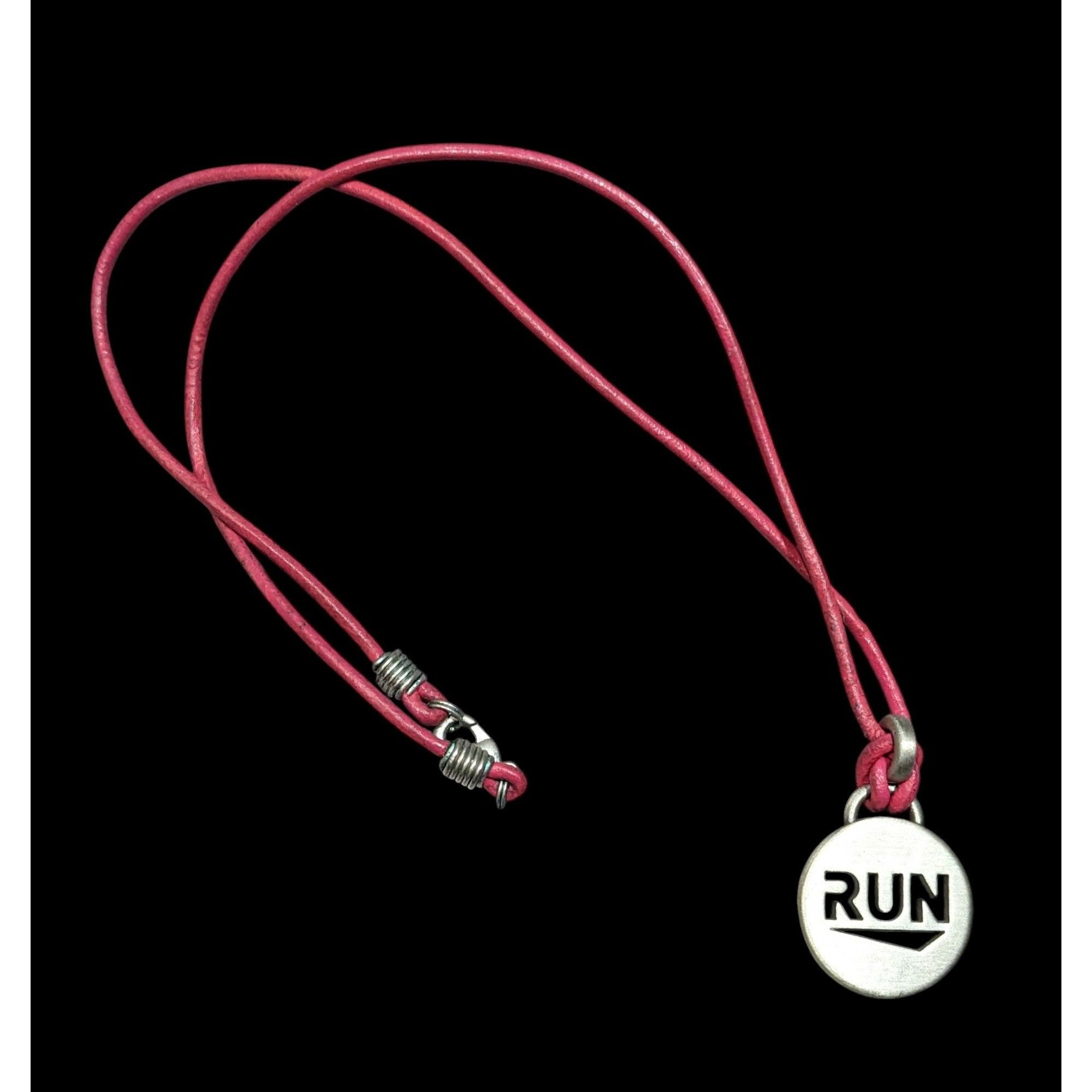 Other Athlete Inspired "Run" Necklace With Pink Leather Cord Size ONE SIZE - 1 Thumbnail