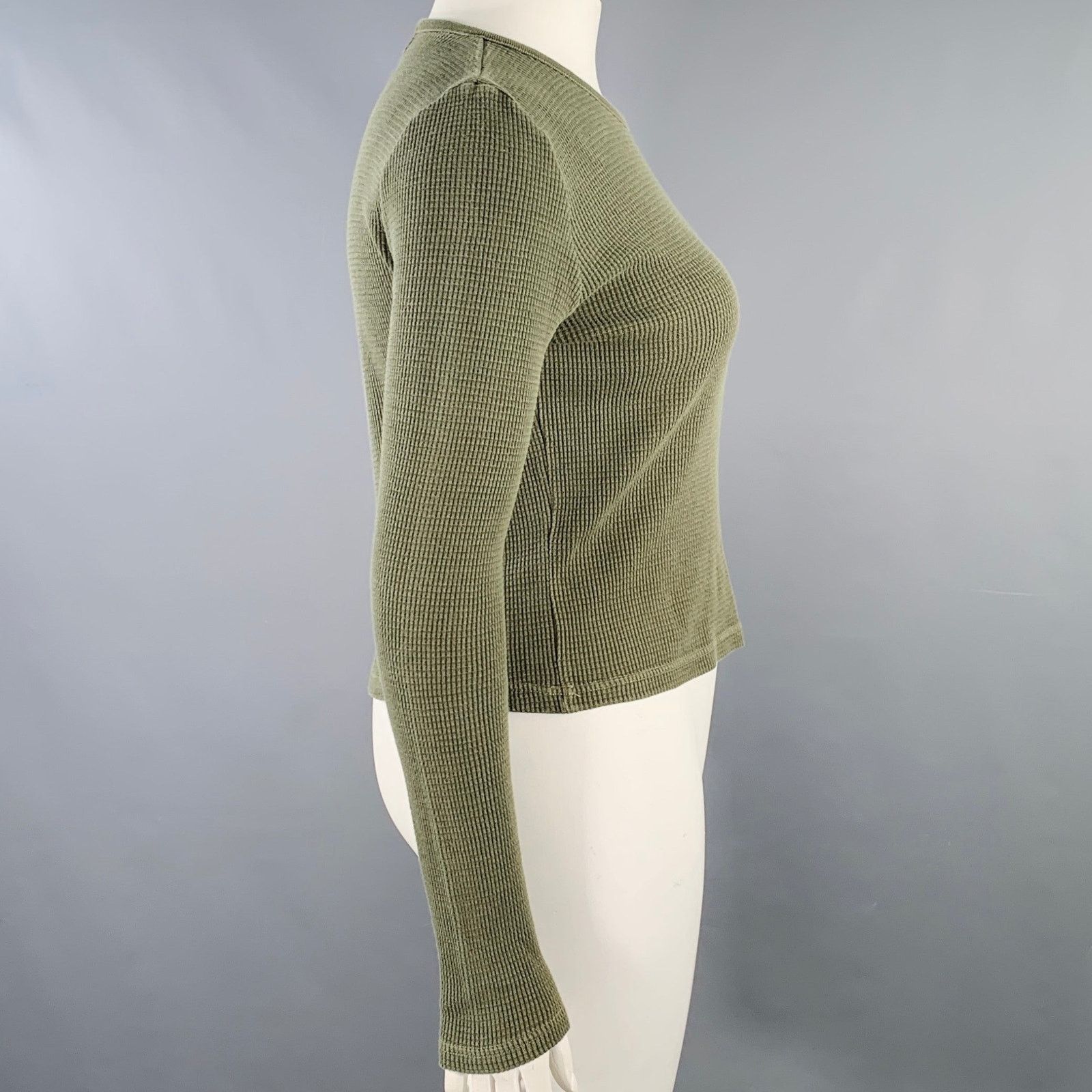 Ralph Lauren Size L Green Olive Cotton Waffle Knit Crew Neck Pullover Size L / US 10 / IT 46 - 2 Thumbnail