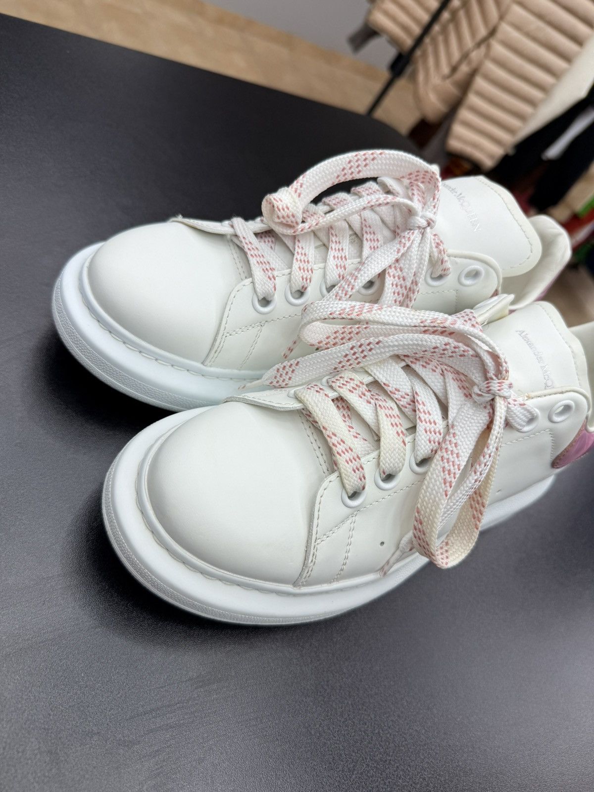 Alexander McQueen MCQUEEN Oversized Womens White Pink Sneakers Size 39.5 / 9.5 Size US 9 / IT 39 - 10 Thumbnail