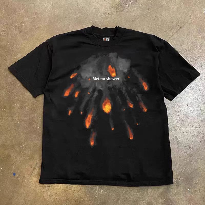 Japanese Brand × Vintage Hip Hop Fire Meteorite Printed Loose Short Sleeve T-Shirt Size US M / EU 48-50 / 2 - 1 Thumbnail