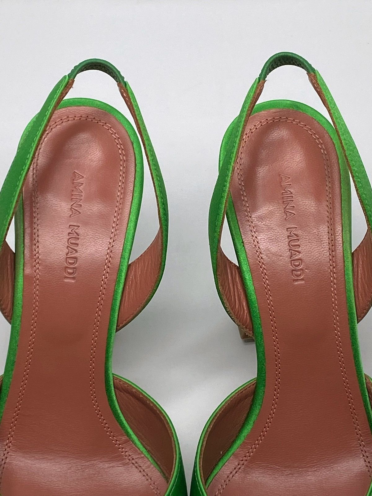 Amina Muaddi Amina Muaddi Begum Satin & Crystal Slingback Pumps size 37.5 Size US 7.5 / IT 37.5 - 4 Thumbnail