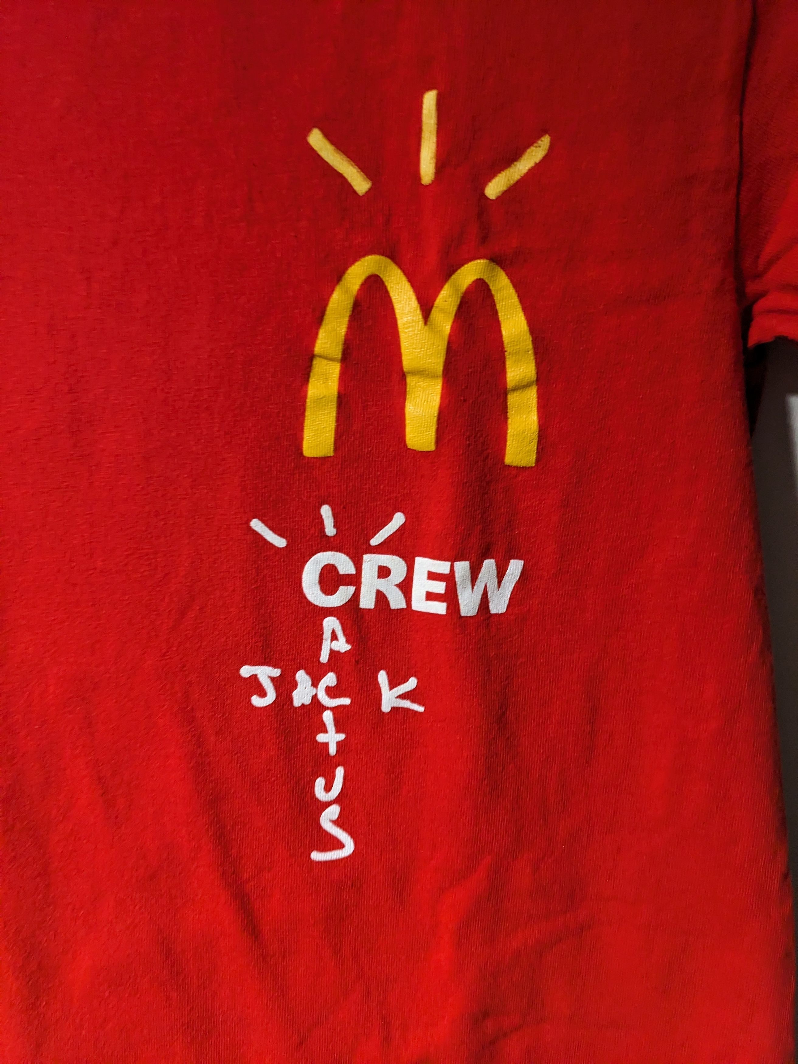 Gildan × Travis Scott McDonald's Cactus Jack Crew Travis Scott Red Small T-Shirt Size US S / EU 44-46 / 1 - 2 Thumbnail
