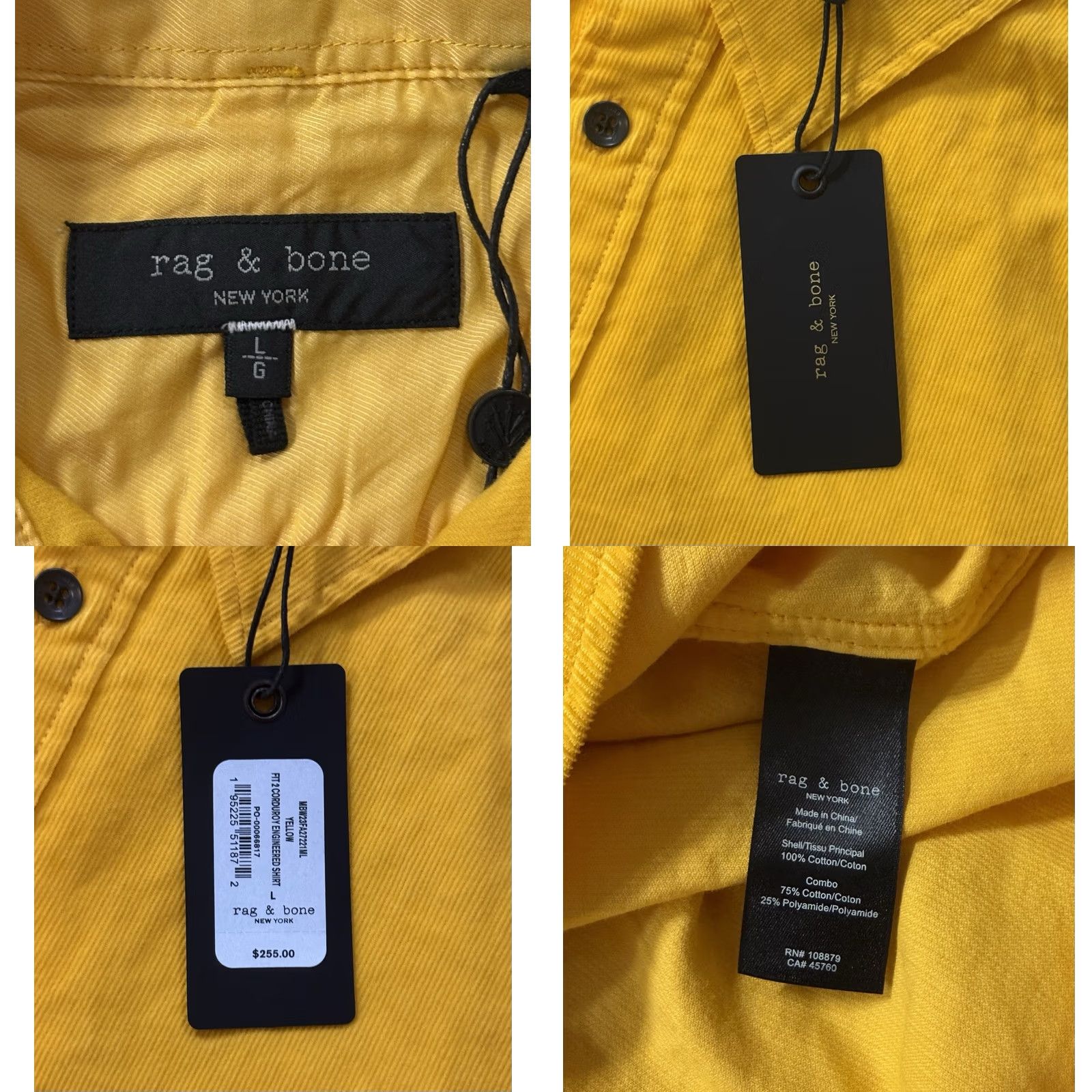 Rag & Bone NWT rag & bone Button-Up Shirt L Long Sleeve Corduroy Yellow Size US L / EU 52-54 / 3 - 8 Thumbnail