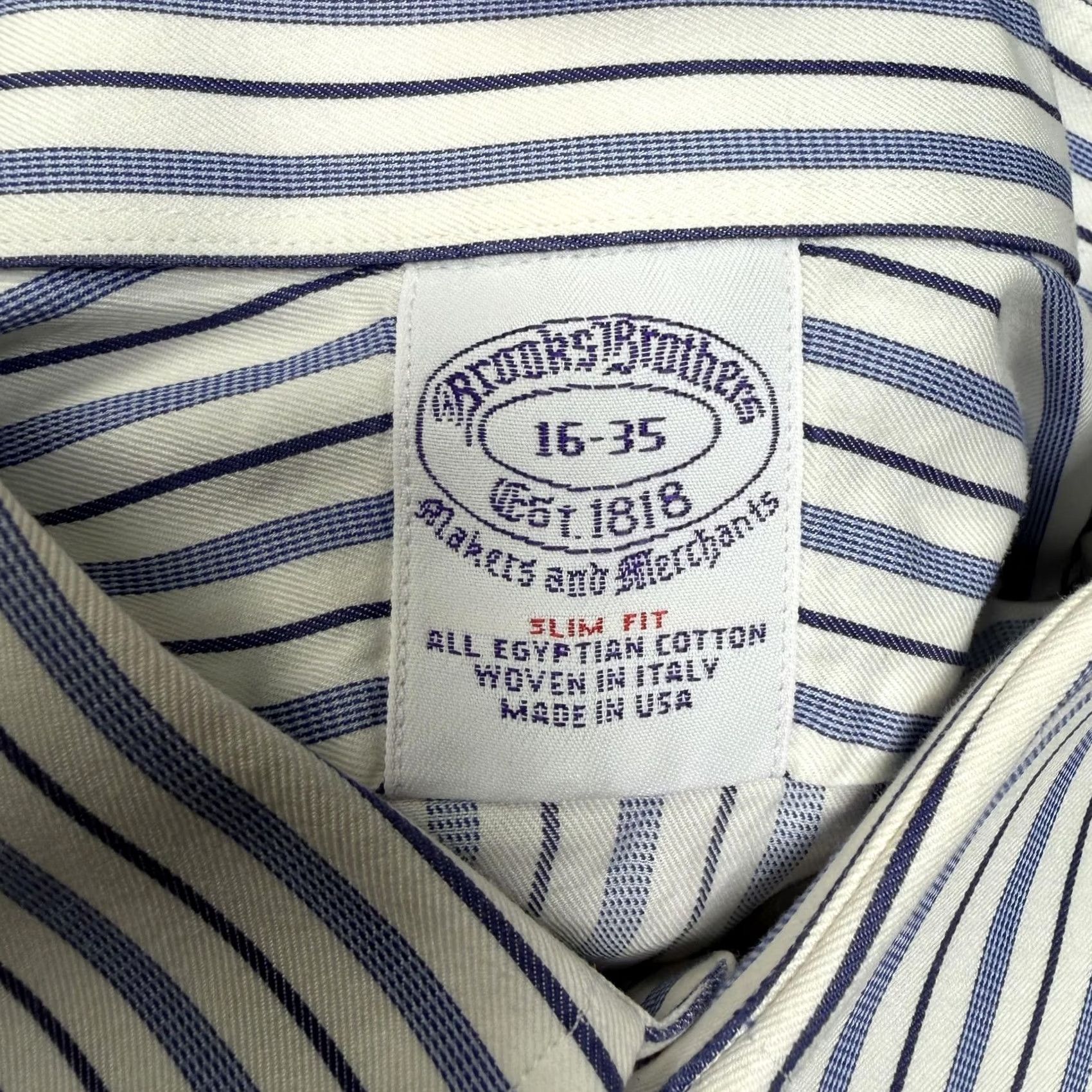 Brooks Brothers Brooks Brothers Shirt Mens Large 16-35 Slim Fit Stripe Long Sleeve Button Up Size US L / EU 52-54 / 3 - 4 Thumbnail