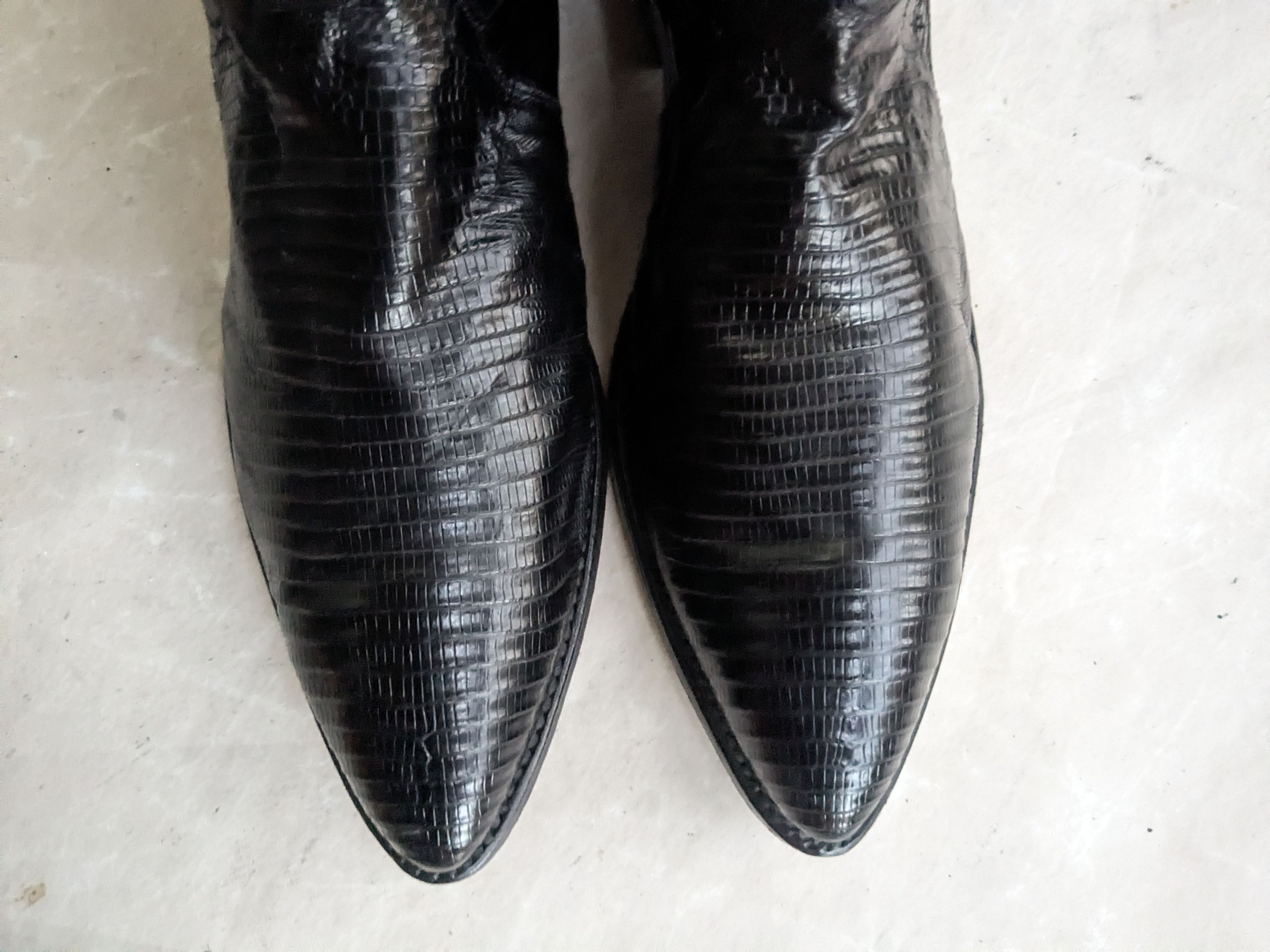 Genuine Leather Code West Cowboy Boots Black Lizard Leather 10.5 M Size US 10.5 / EU 43-44 - 3 Thumbnail