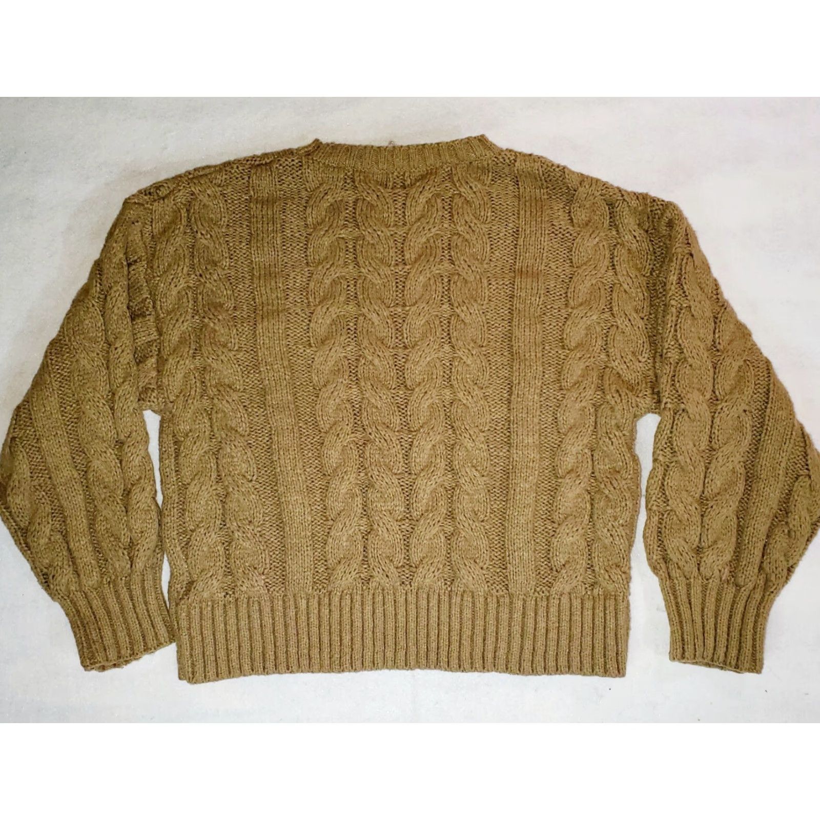 Vintage Dazy Long Sleeve Sweater Beige Cable Knit Size S-M Polyester Crew Neck Womens Pullover Classic All Seasons Size S / US 4 / IT 40 - 5 Thumbnail