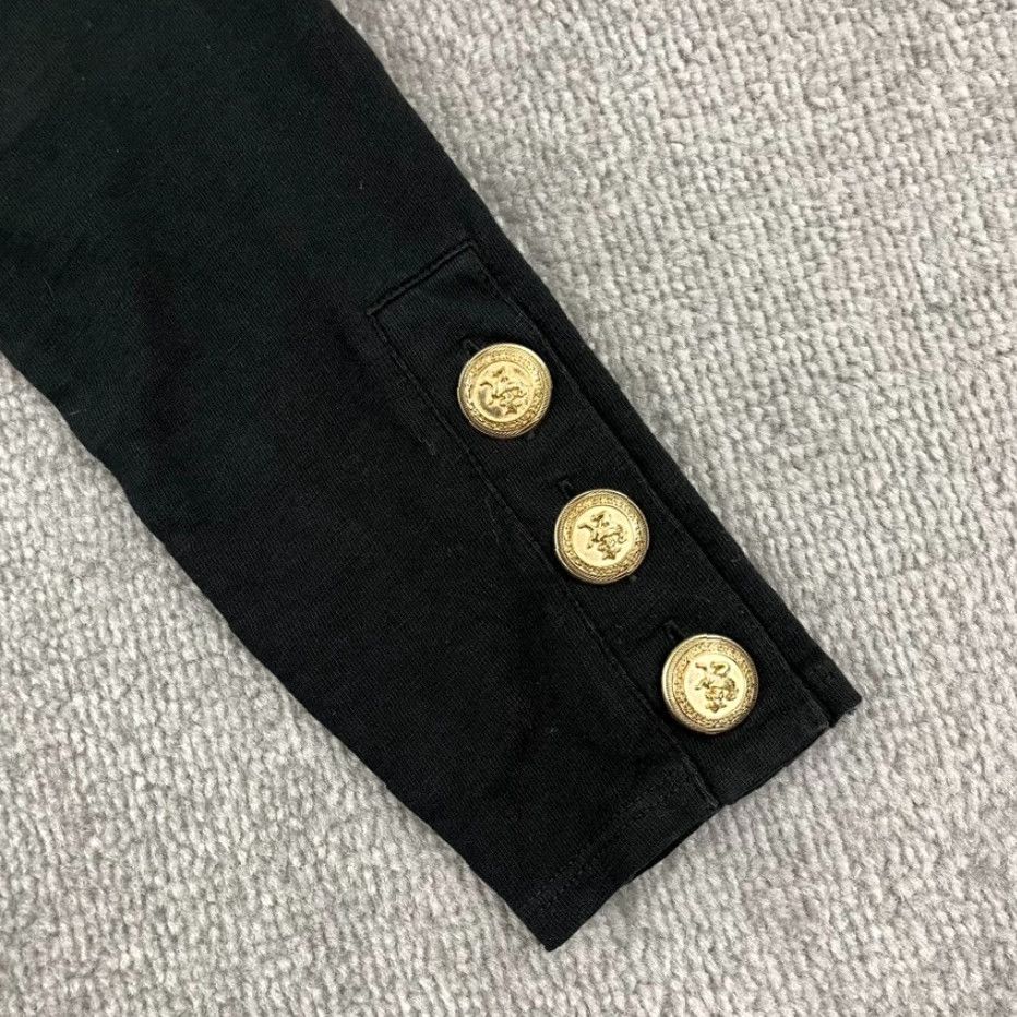 P.E Nation NATION LTD Kiana Shirt Womens Small Black Crewneck Gold Button Sleeve Preppy Top Size S / US 4 / IT 40 - 2 Thumbnail