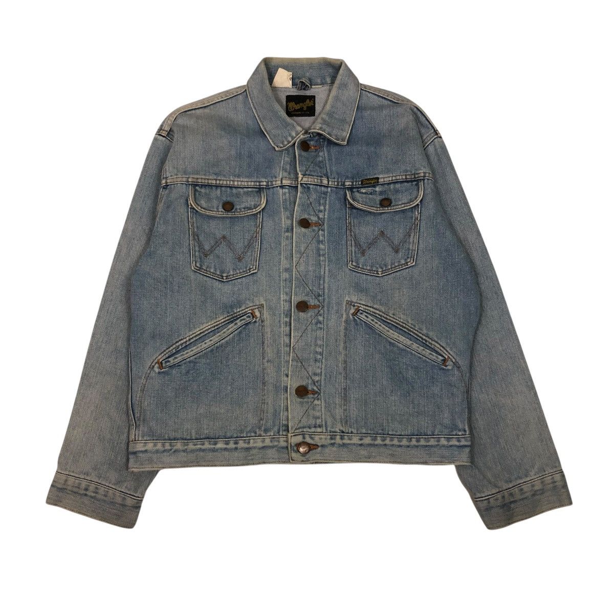 Wrangler 🔥14OZ BROKEN DENIM TRUCKER BIKER DENIM JACKET WRANGLER Size US M / EU 48-50 / 2 - 1 Thumbnail