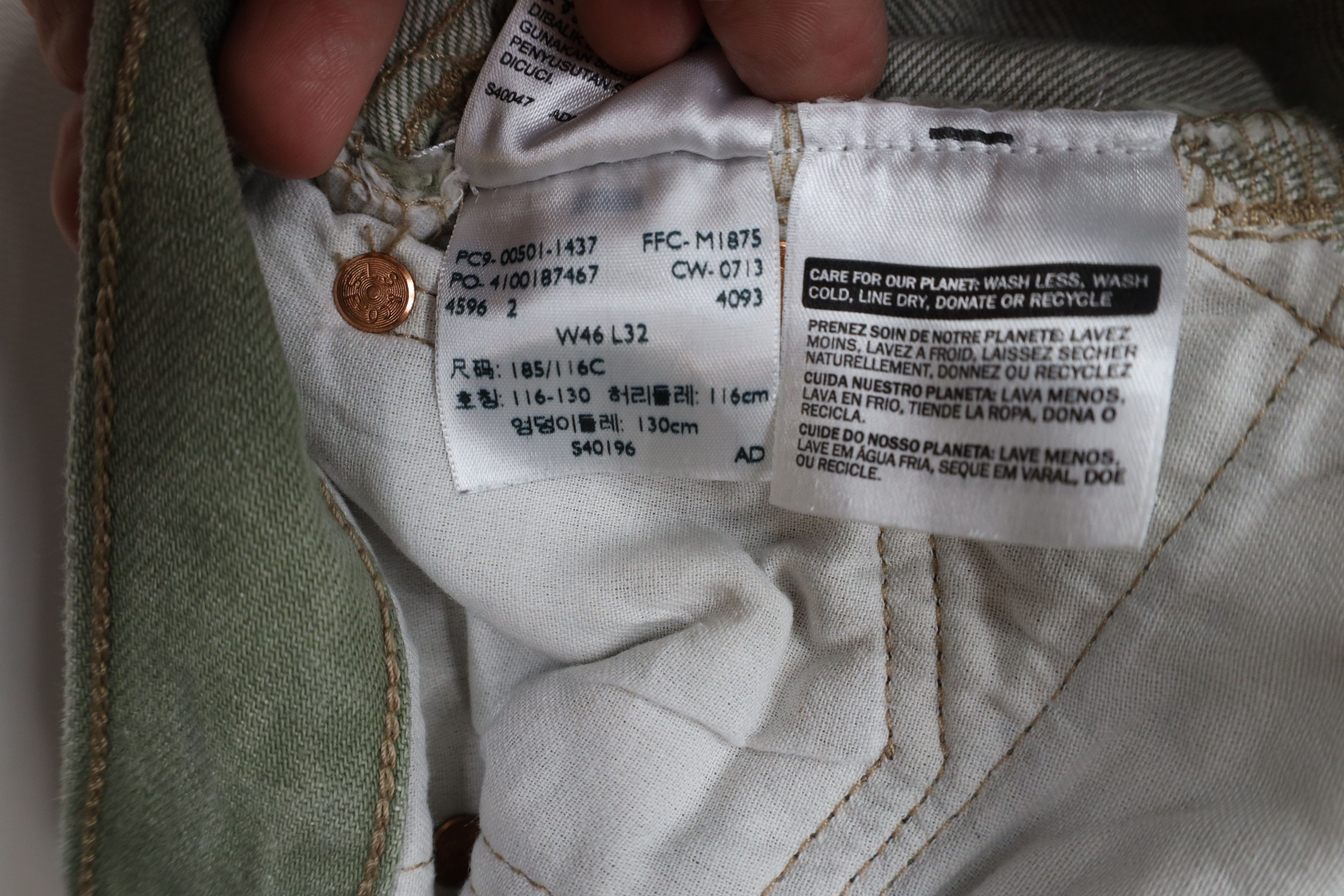 Levi's × Vintage Vintage Y2K Levis 501xx Original Fit Button Fly Jeans Green Size US 44 / EU 60 - 8 Thumbnail
