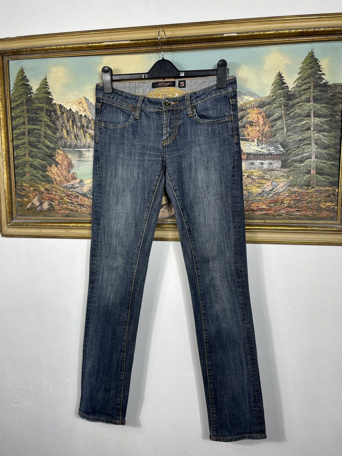 Ed Hardy × Vintage Ed Hardy Vintage Y2k Denim Trousers Jeans Drip Swag Size 28" / US 6 / IT 42 - 6 Thumbnail