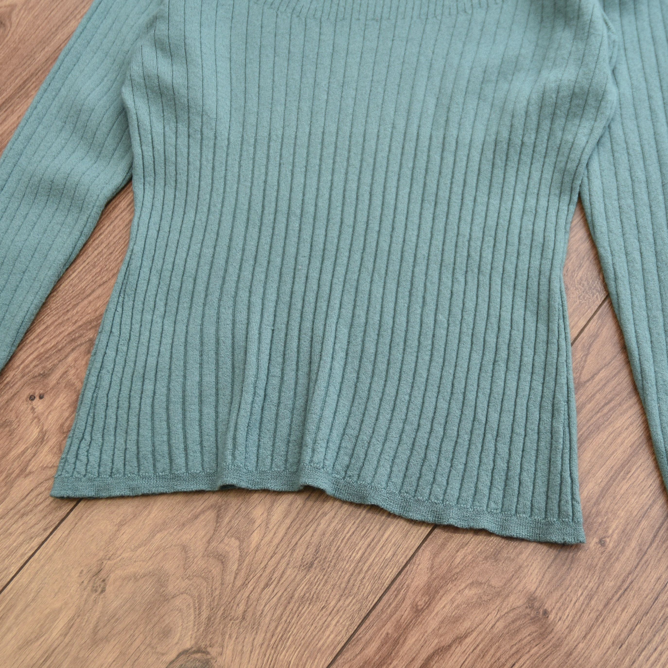 Gran Sasso Luxury Gran Sasso Green Virgin Wool Sweater Ribbed Knit Size M / US 6-8 / IT 42-44 - 7 Thumbnail