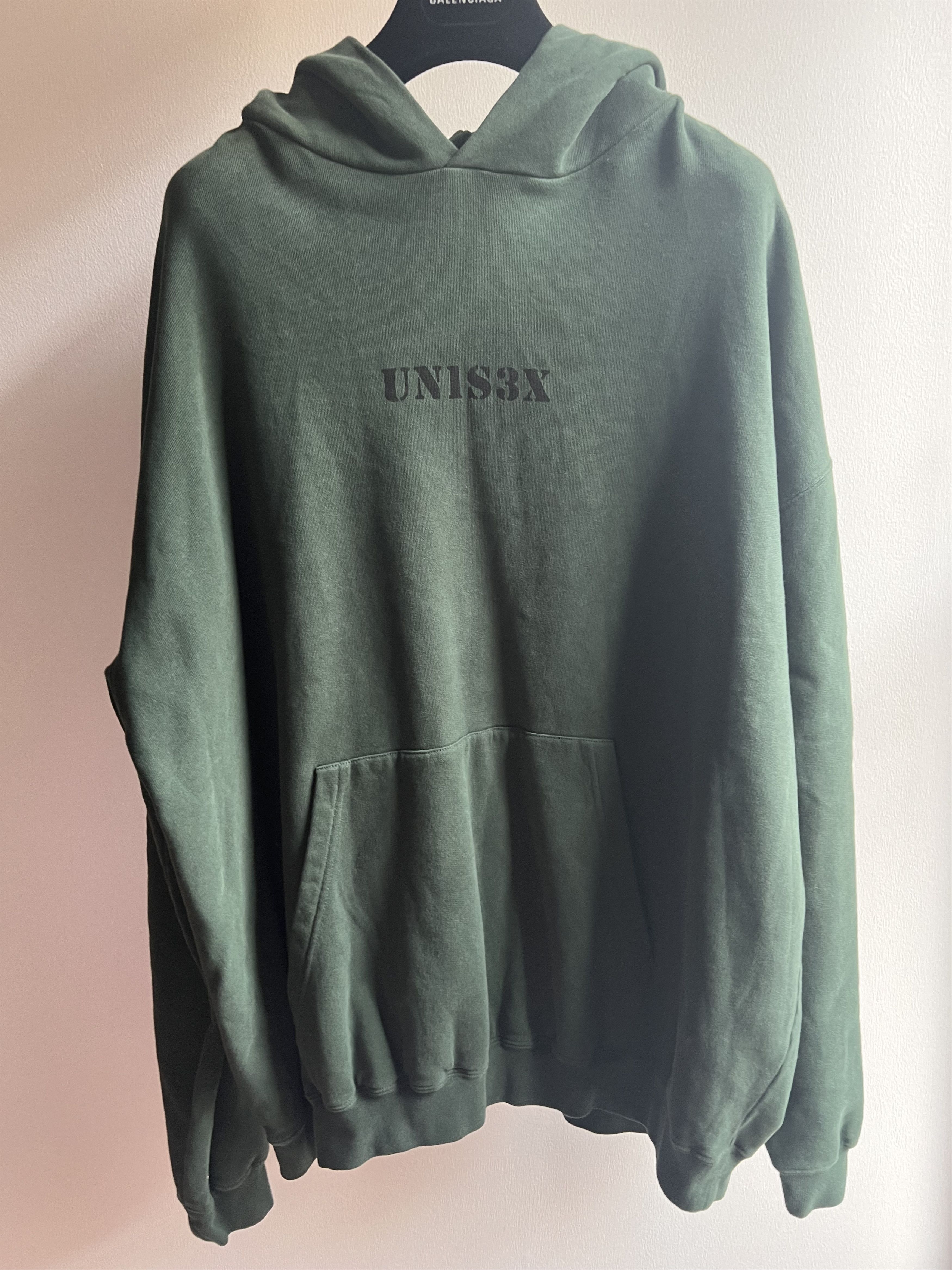 image of Balenciaga Oversized/large Fit Hoodie (Sz Xs) in Dark Green, Men's