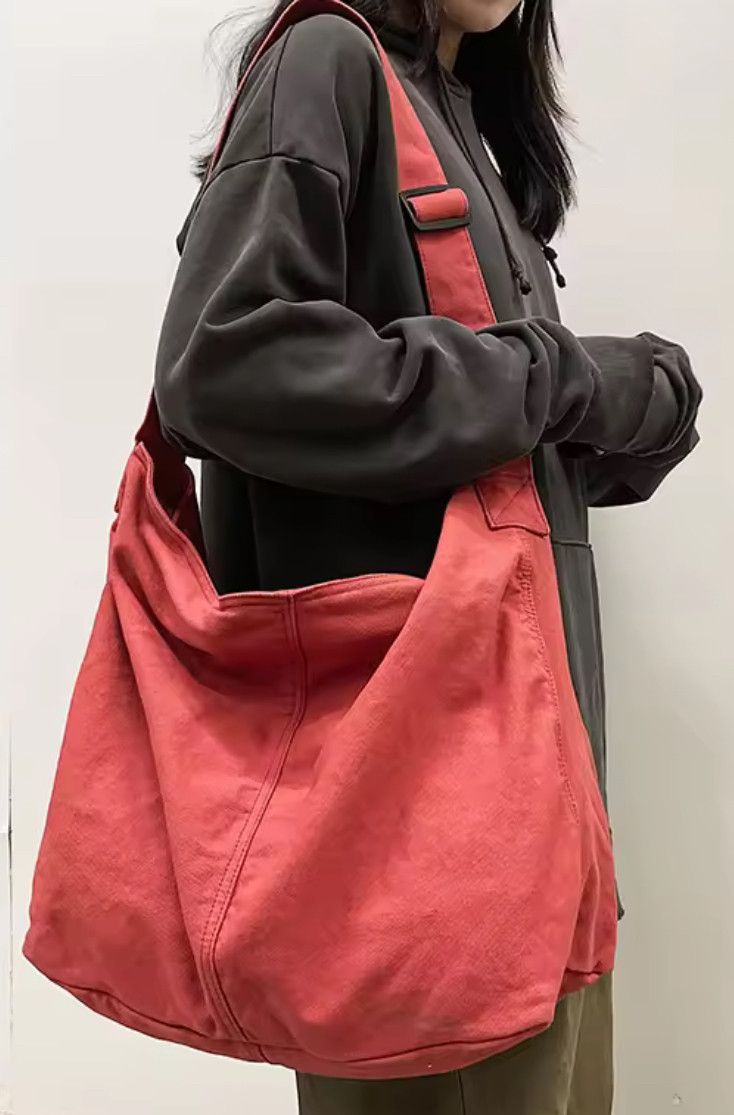 Japanese Brand Workwear School Canvas Shoulder Bag Large Messenger Bag Size ONE SIZE - 1 Thumbnail