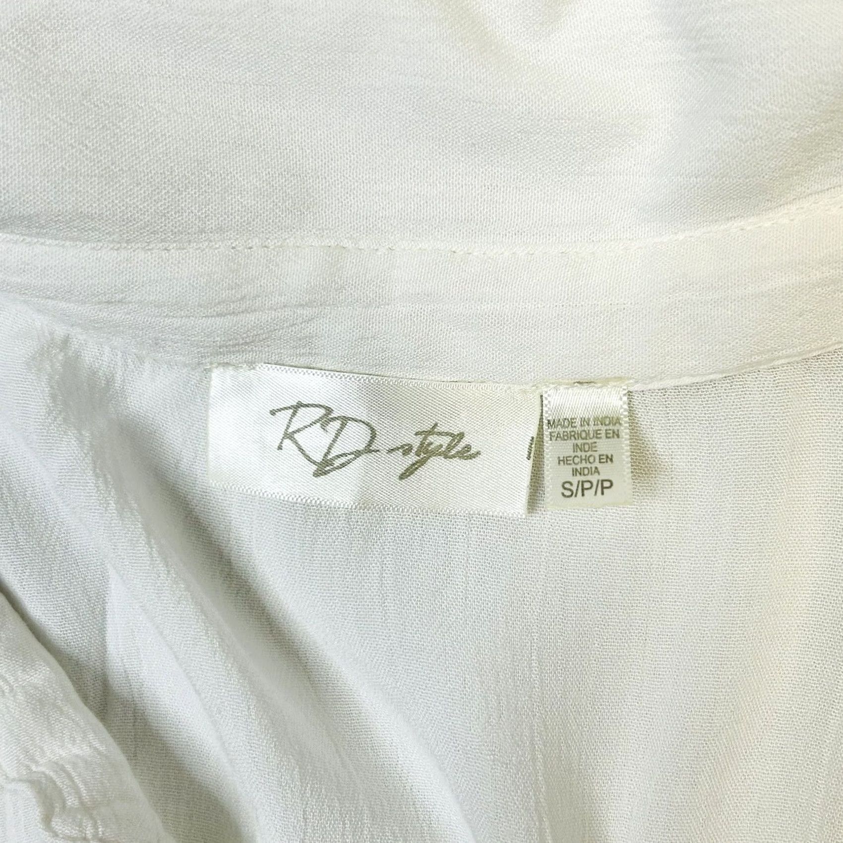 Vintage RD Style Womens Blouse Shirt Bell Sleeve V-Neck White Solid Hippie Boho Casual Top S Regular Size S / US 4 / IT 40 - 4 Thumbnail