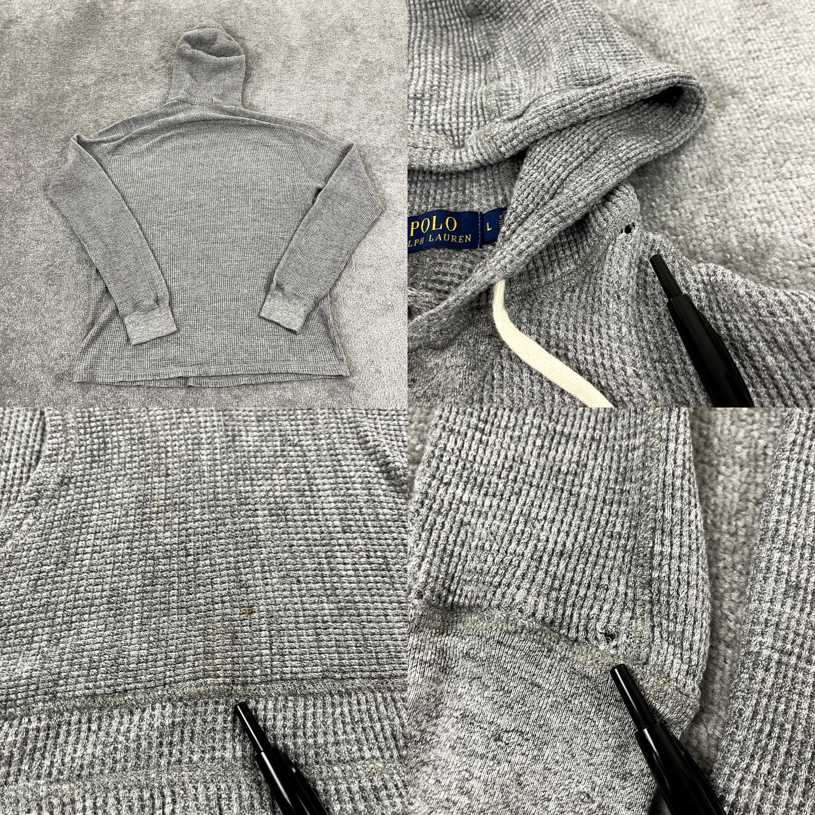Polo Ralph Lauren POLO RALPH LAUREN Jacket Men L Gray Lightweight Thermal Knit Pullover Hooded Size US L / EU 52-54 / 3 - 8 Thumbnail