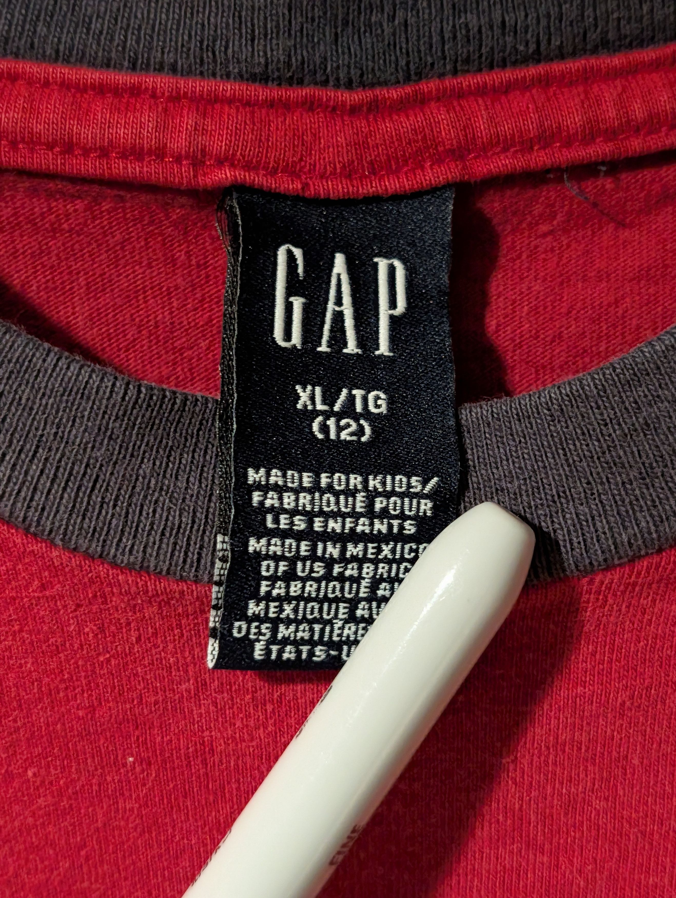 Gap Vintage Y2K Gap Spell Out Kids Red X-Large Ringer T-Shirt Size S / US 4 / IT 40 - 3 Thumbnail