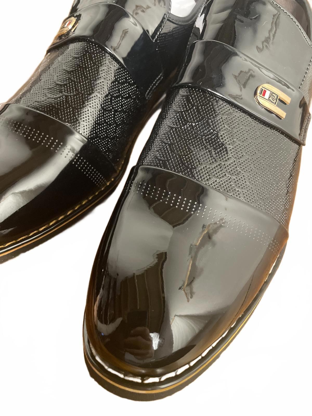 Unknown London Oxford Dress Shoes Men's Sz 12 Black Slip On Stretch Wedding Size US 12 / EU 45 - 6 Thumbnail