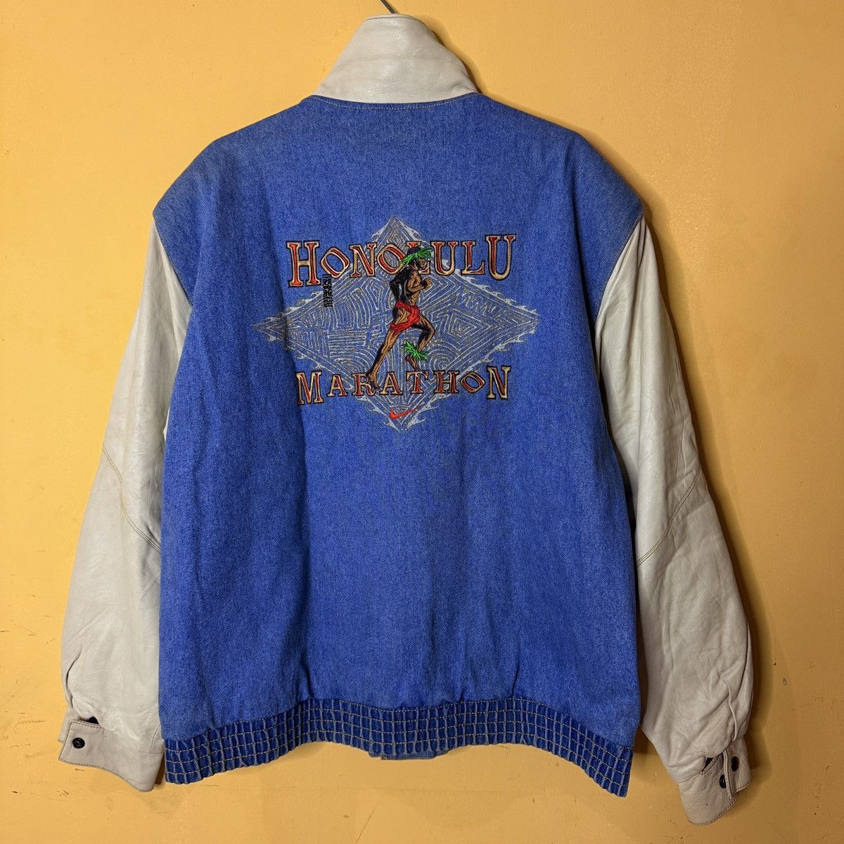 Nike Nike 90’s Honolulu marathon denim leather jacket Size US XL / EU 56 / 4 - 1 Thumbnail