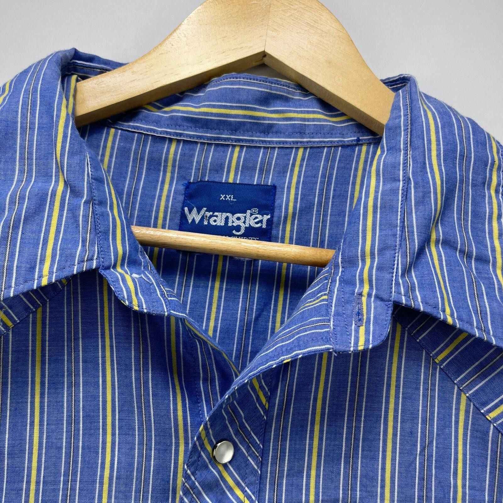 Wrangler Vintage 90s Wrangler Striped Pearl Snap Button Shirt 2XL Size US XXL / EU 58 / 5 - 4 Thumbnail