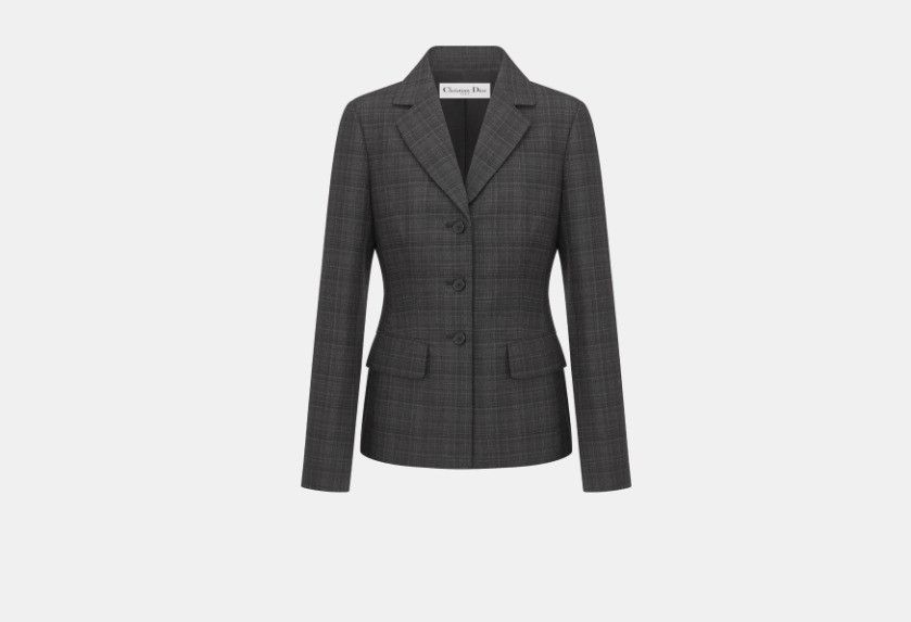 Dior o1w1db10824 Checked Fitted Jacket in Gray Size M / US 6-8 / IT 42-44 - 1 Thumbnail