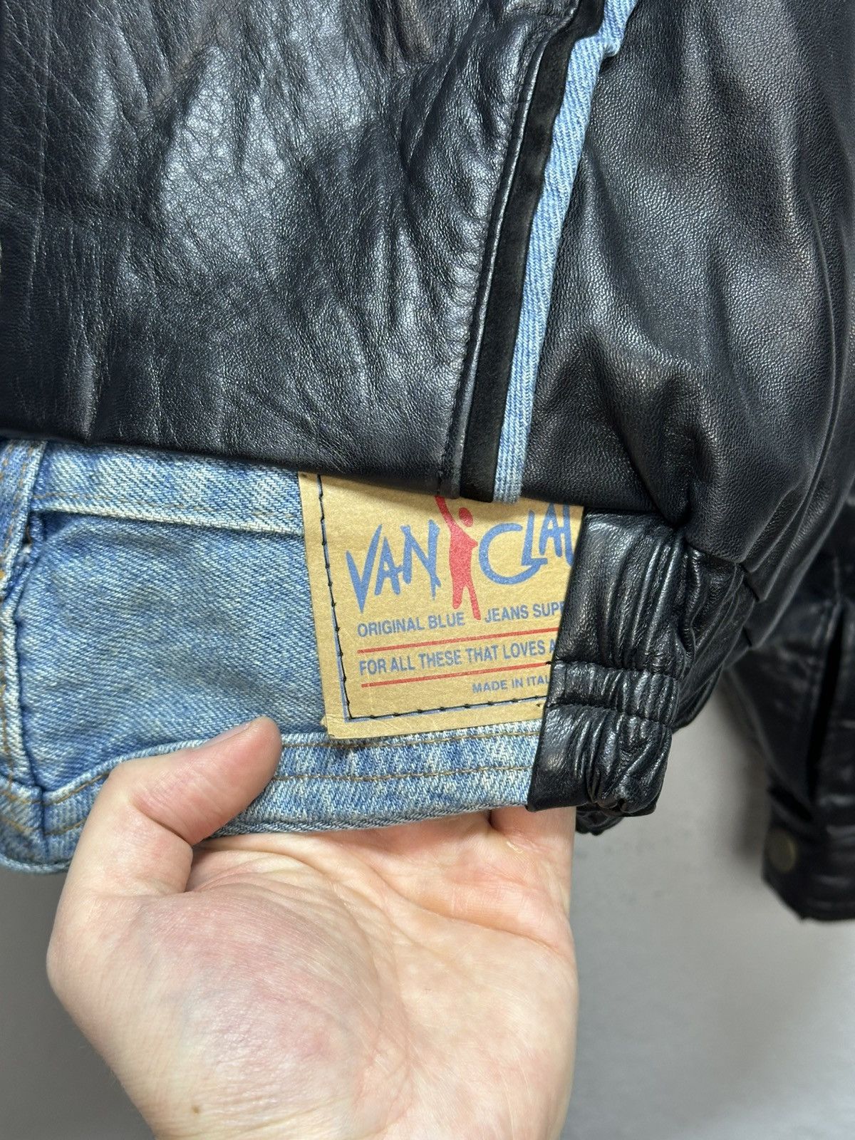 Vintage Vintage Junya Watanabe Style Leather Denim Jacket Rick Owens Size US L / EU 52-54 / 3 - 9 Thumbnail
