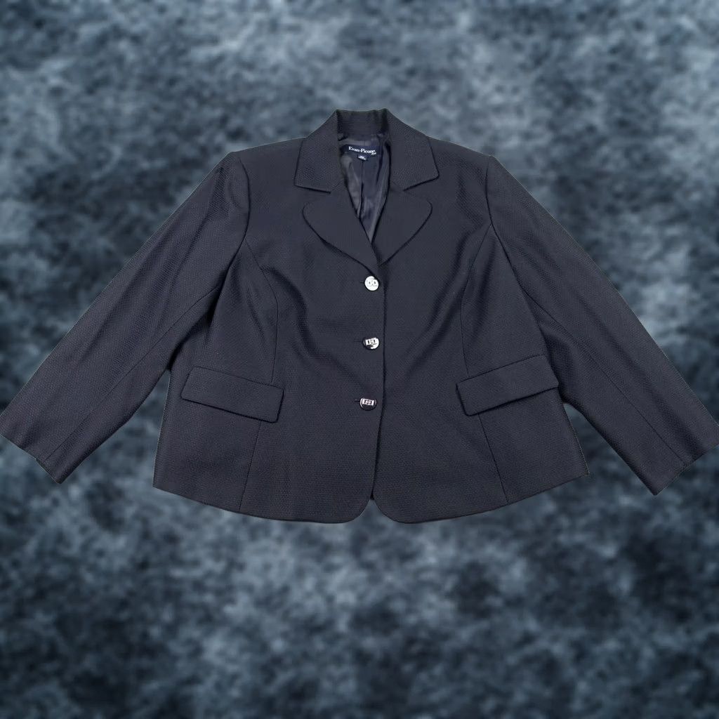 Evan Picone VINTAGE Evan Picone Blazer Jacket Womens 20W Navy Blue Textured Career Workwear Blazer Size 3XL / US 20-22 - 1 Thumbnail