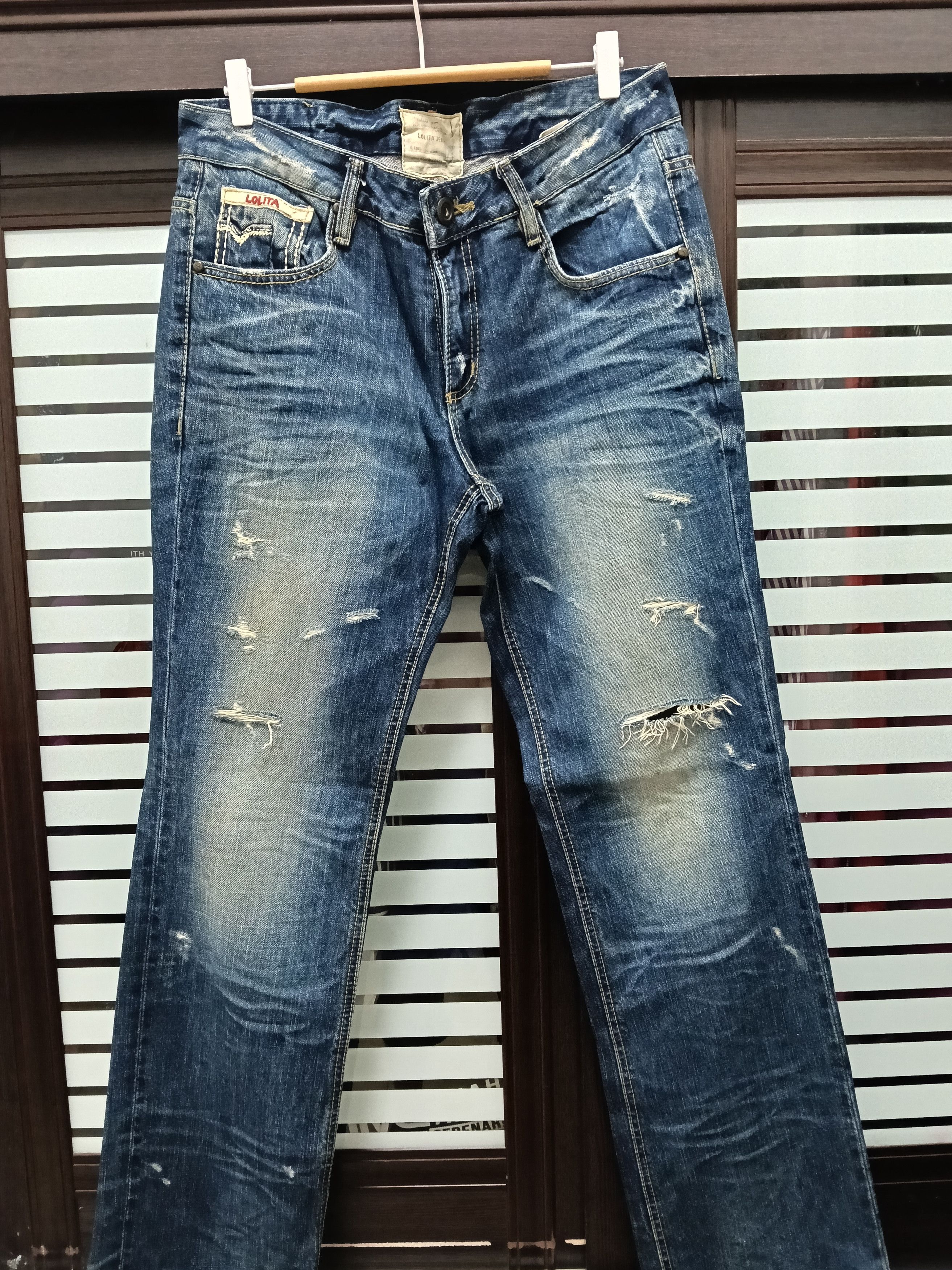 Japanese Brand 💥Flared Distressed Lolita Jeans 💥 Size US 34 / EU 50 - 2 Thumbnail