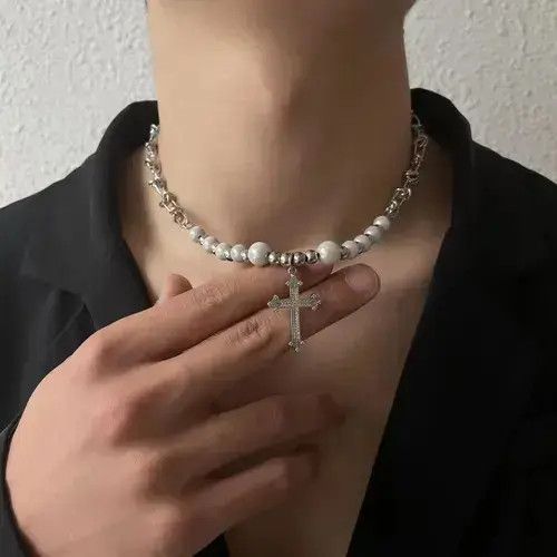 Other Pearl Reflective Cross Necklace Size ONE SIZE - 3 Thumbnail