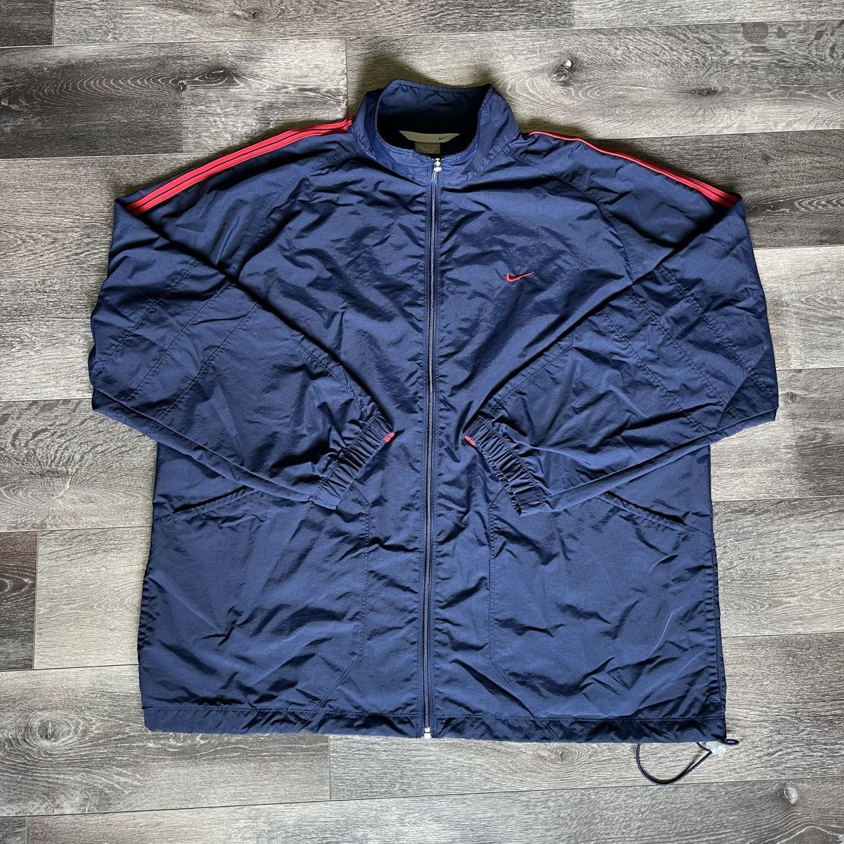 Nike × Vintage Vintage 2000s Nike Swoosh Center Logo Zip Track Jacket Navy Size US XXL / EU 58 / 5 - 1 Thumbnail