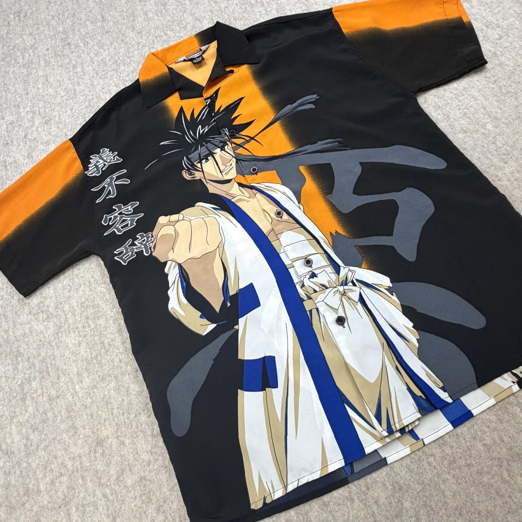 Vintage Million Guy Anime Shirt Mens Medium Black Orange Button Front Camp Aloha Graphic Size US M / EU 48-50 / 2 - 2 Thumbnail