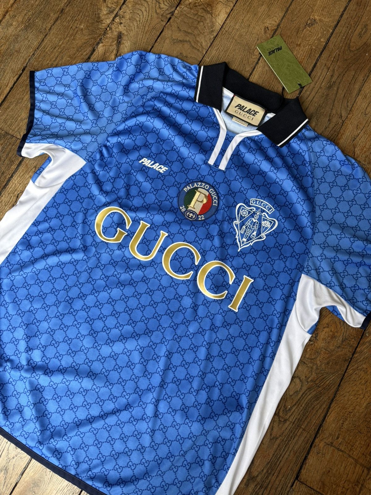 Gucci × Palace Gucci X Palace blue all over GG logo monogram print jersey Size US M / EU 48-50 / 2 - 16 Thumbnail