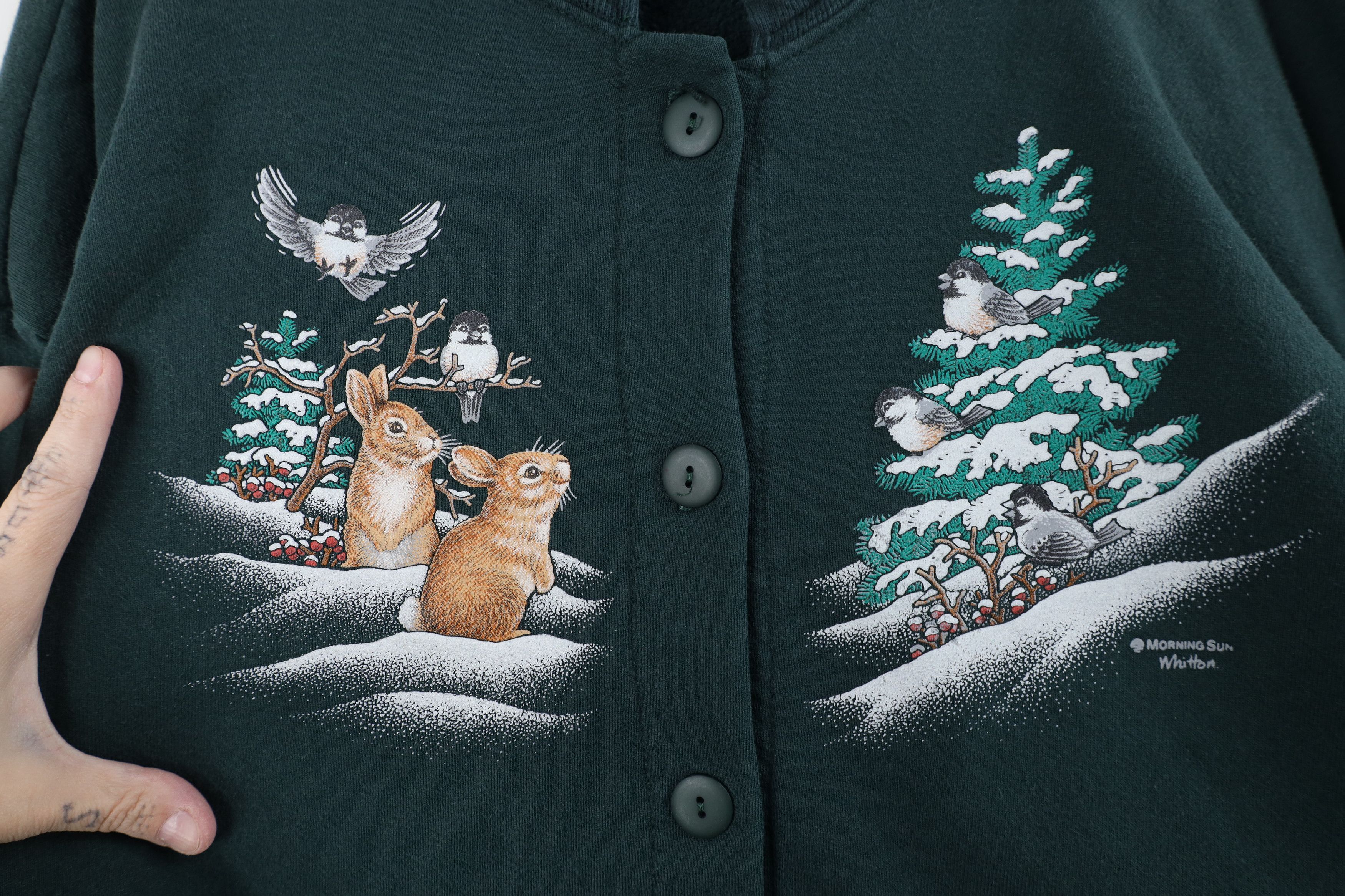 Vintage Vintage 90s Streetwear Nature Rabbit Cardigan Sweatshirt USA Size L / US 10 / IT 46 - 4 Thumbnail