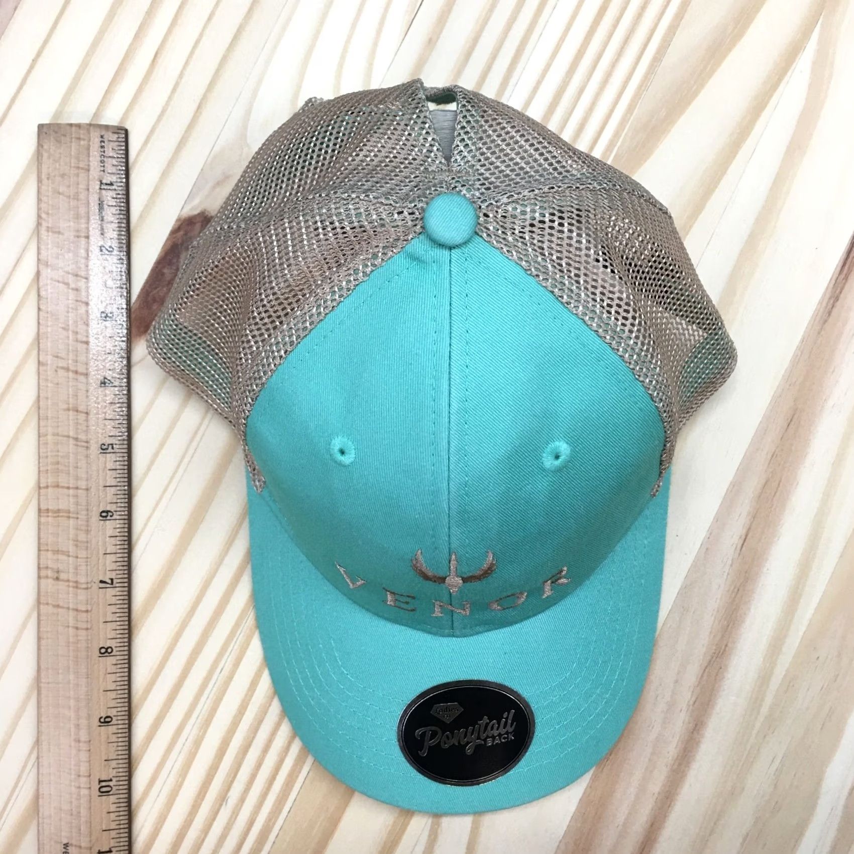 Logo 7 Outdoor Cap Trucker Hat Womens Green OS Curved Brim Embroidered Logo Size ONE SIZE - 5 Thumbnail