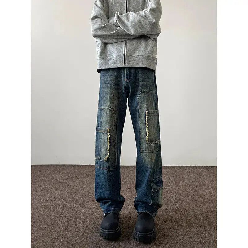 Japanese Brand Retro loose washed pocket jeans Size US 32 / EU 48 - 6 Thumbnail