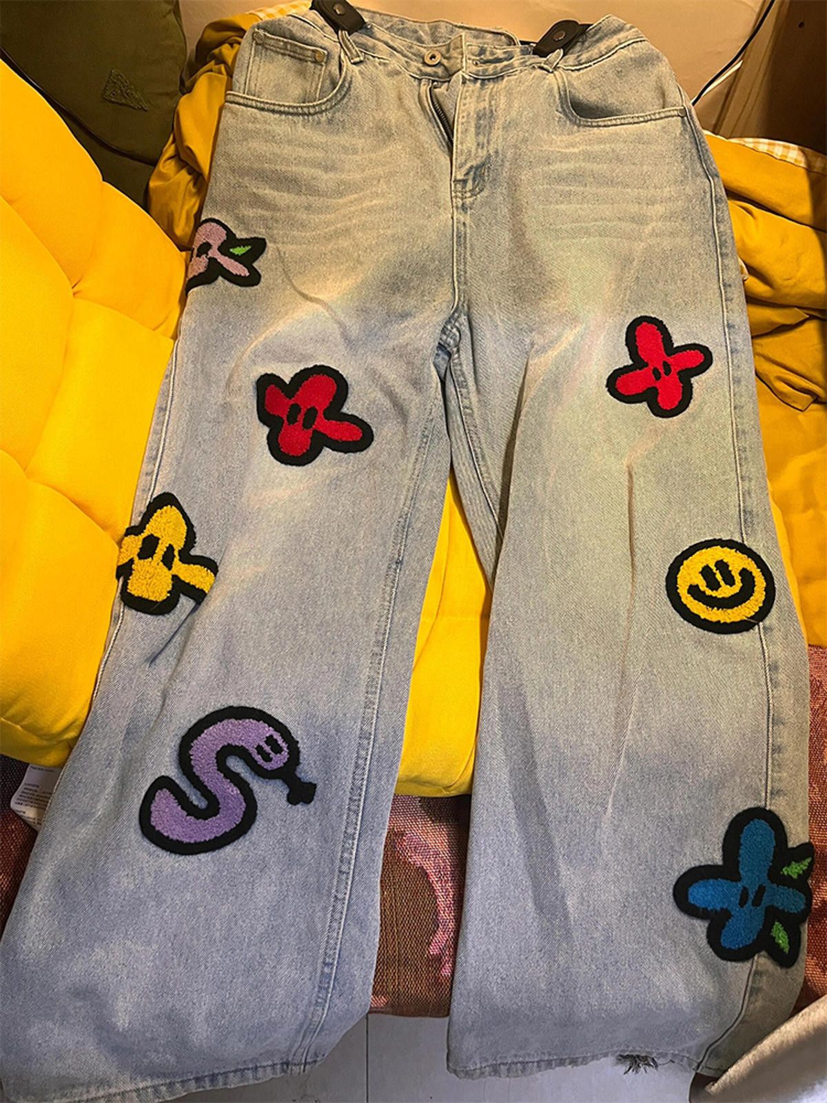 Jean × Vintage Graphic Denim Jeans with Floral and Animal Embroidery Size US 32 / EU 48 - 6 Thumbnail