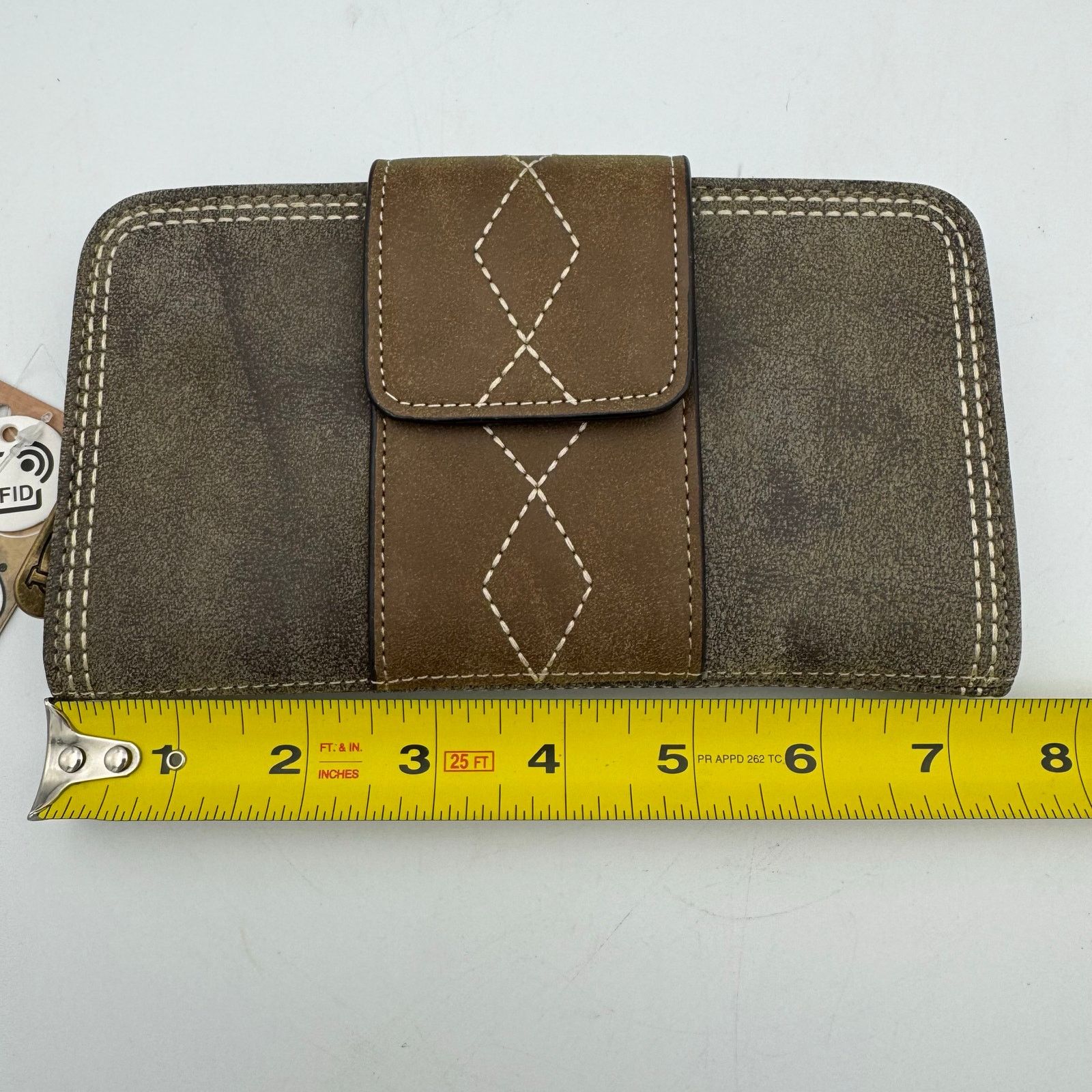 Justin Justin RFID Western Wallet Brown Tan Diamond Stitch Bifold Size ONE SIZE - 9 Thumbnail