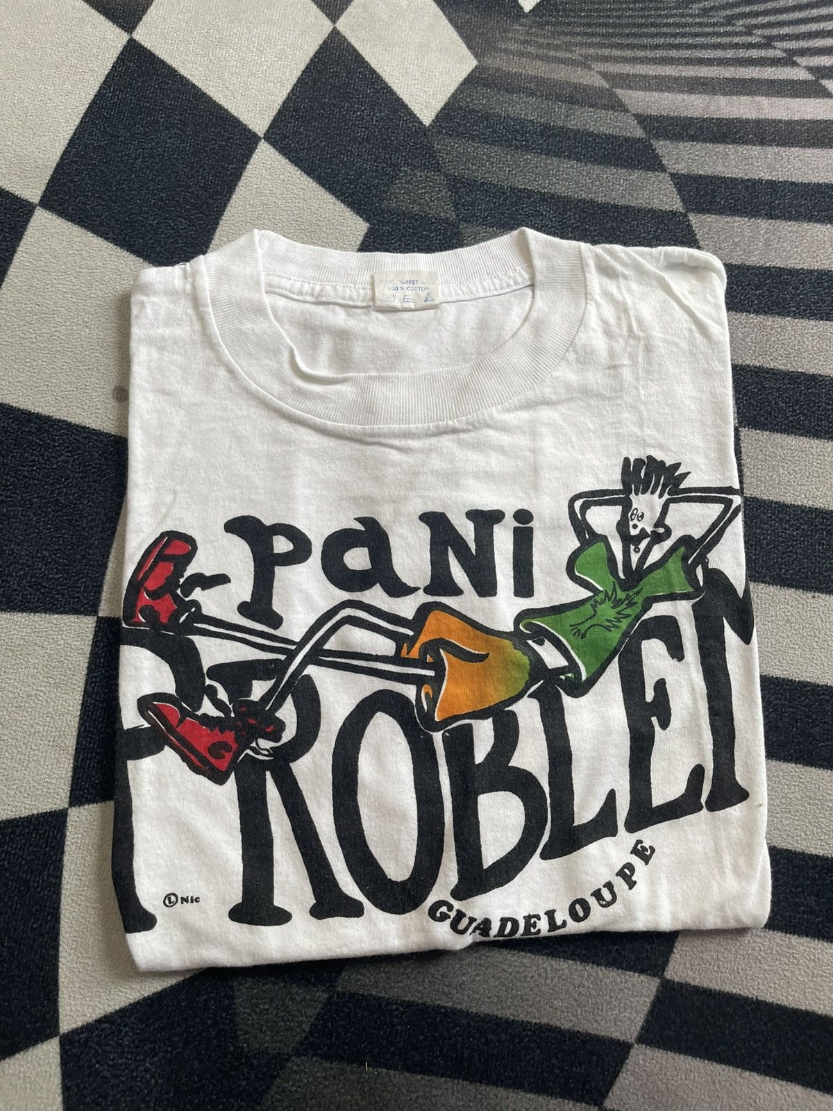 Vintage Vintage 90s Fido Dido "Pani Problem" Guadeloupe T-Shirt Size US XL / EU 56 / 4 - 1 Thumbnail