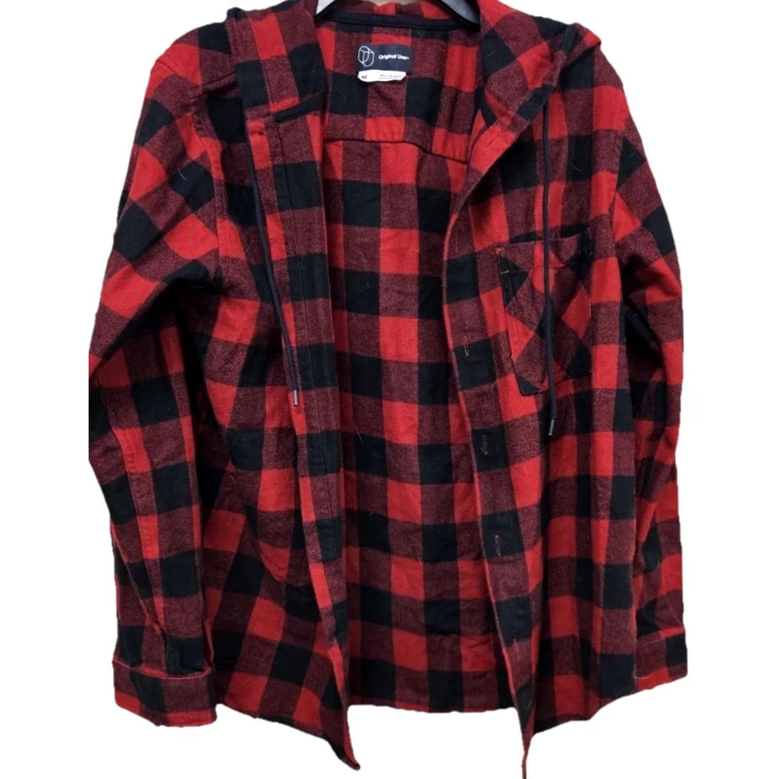 Vintage Original Use Flannel Shirt Jacket Hooded Red Buffalo Plaid Mens Medium M Size US M / EU 48-50 / 2 - 2 Thumbnail