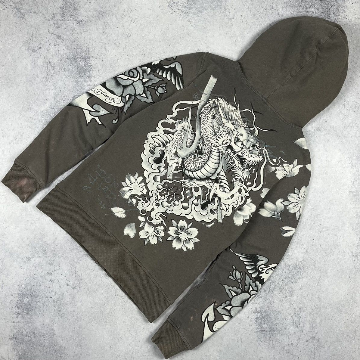 Ed Hardy Vintage Ed Hardy y2k dragon tattoo hoodie 90’s Size S / US 4 / IT 40 - 1 Thumbnail