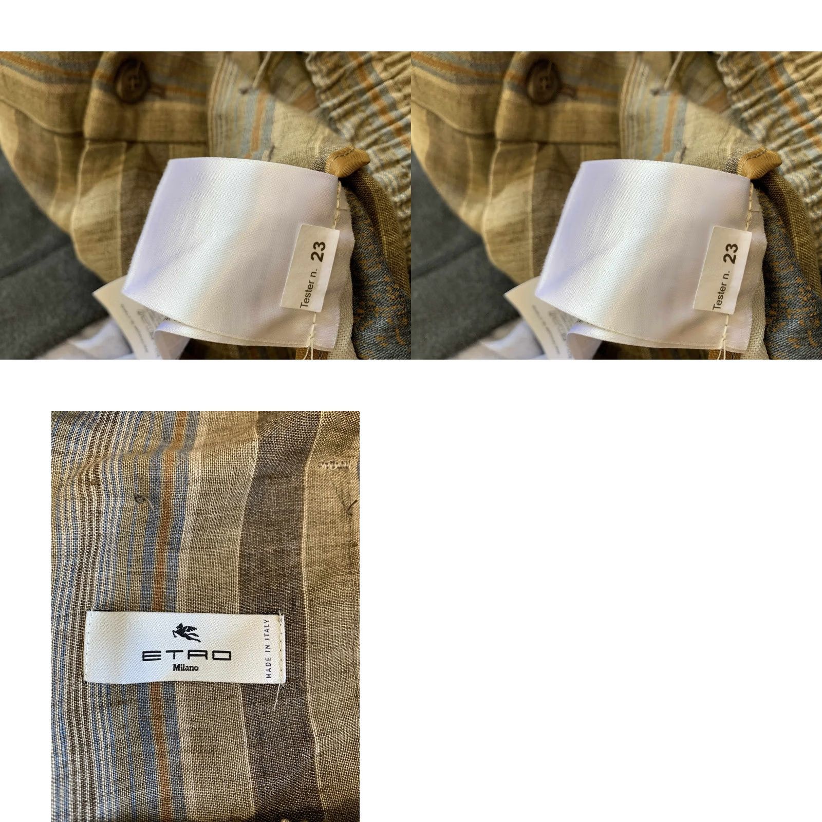 Etro Etro Milano Men’s Linen Striped Trousers Pants XL Brown Beige Blue Stripes 100% Linen Made in Italy Relaxed Elastic Hem 58 XL Threaded "P4" Size US 36 / EU 52 - 9 Thumbnail